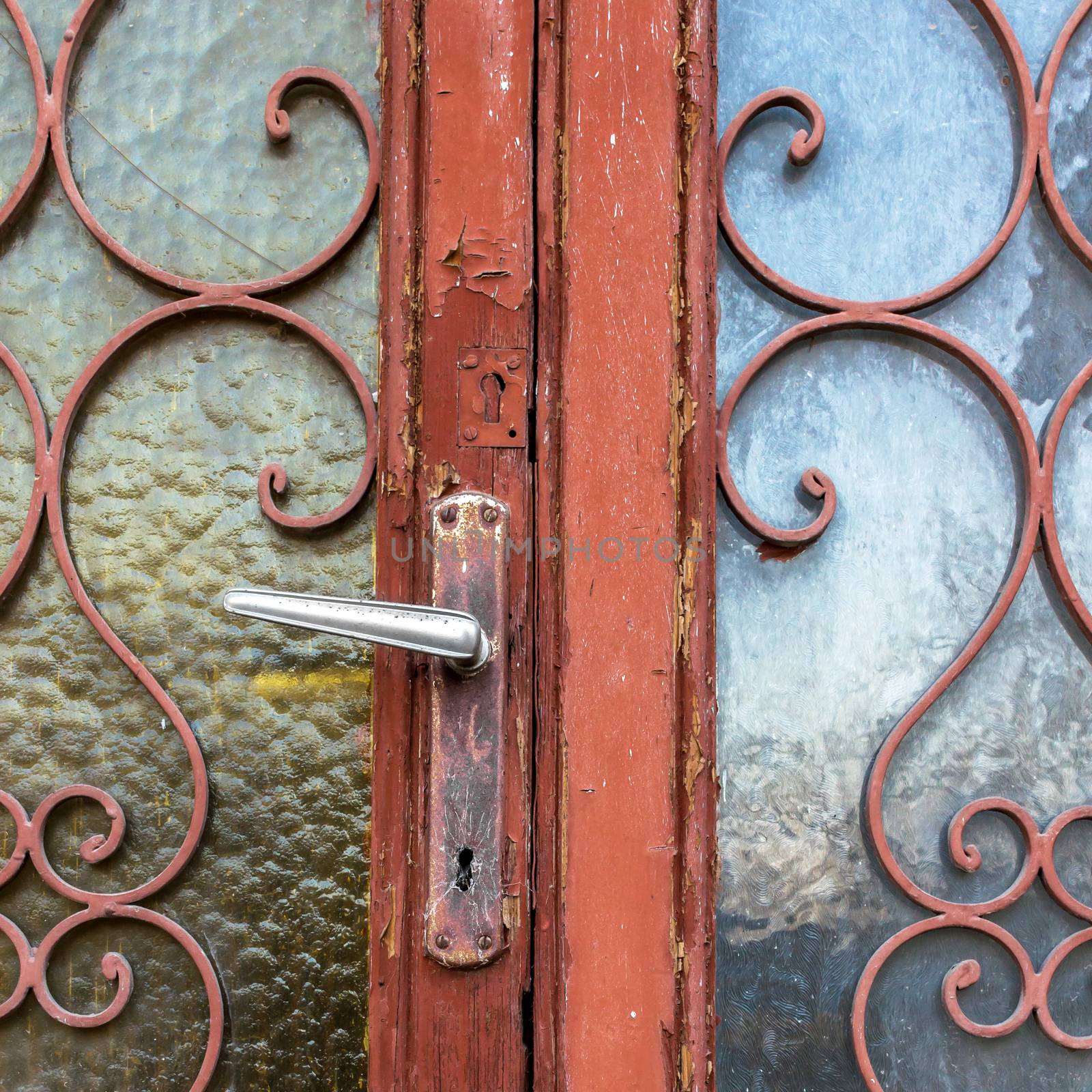 View on detail of wooden vintage door