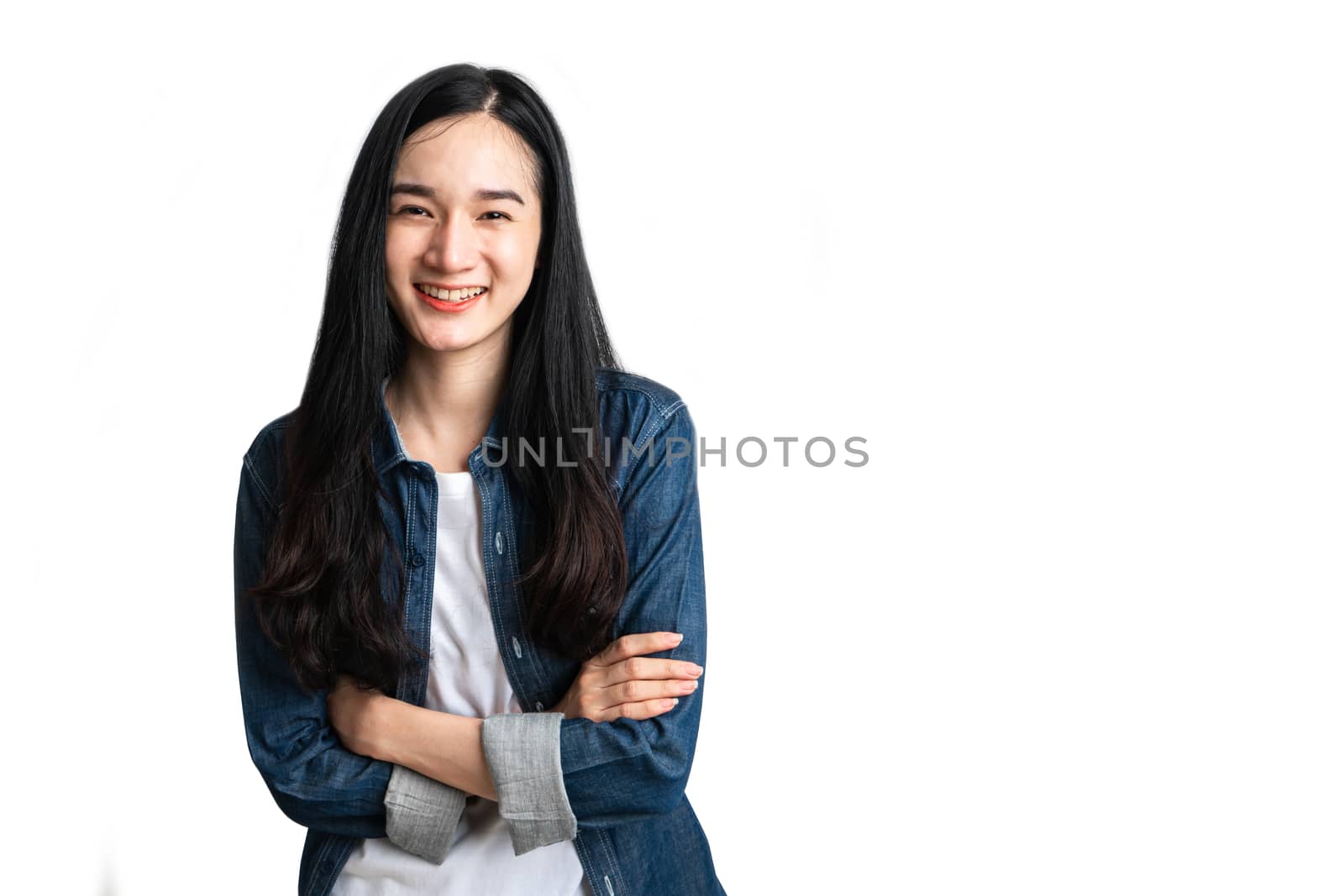 Portrait confident woman smile with clipping path. by Buttus_casso