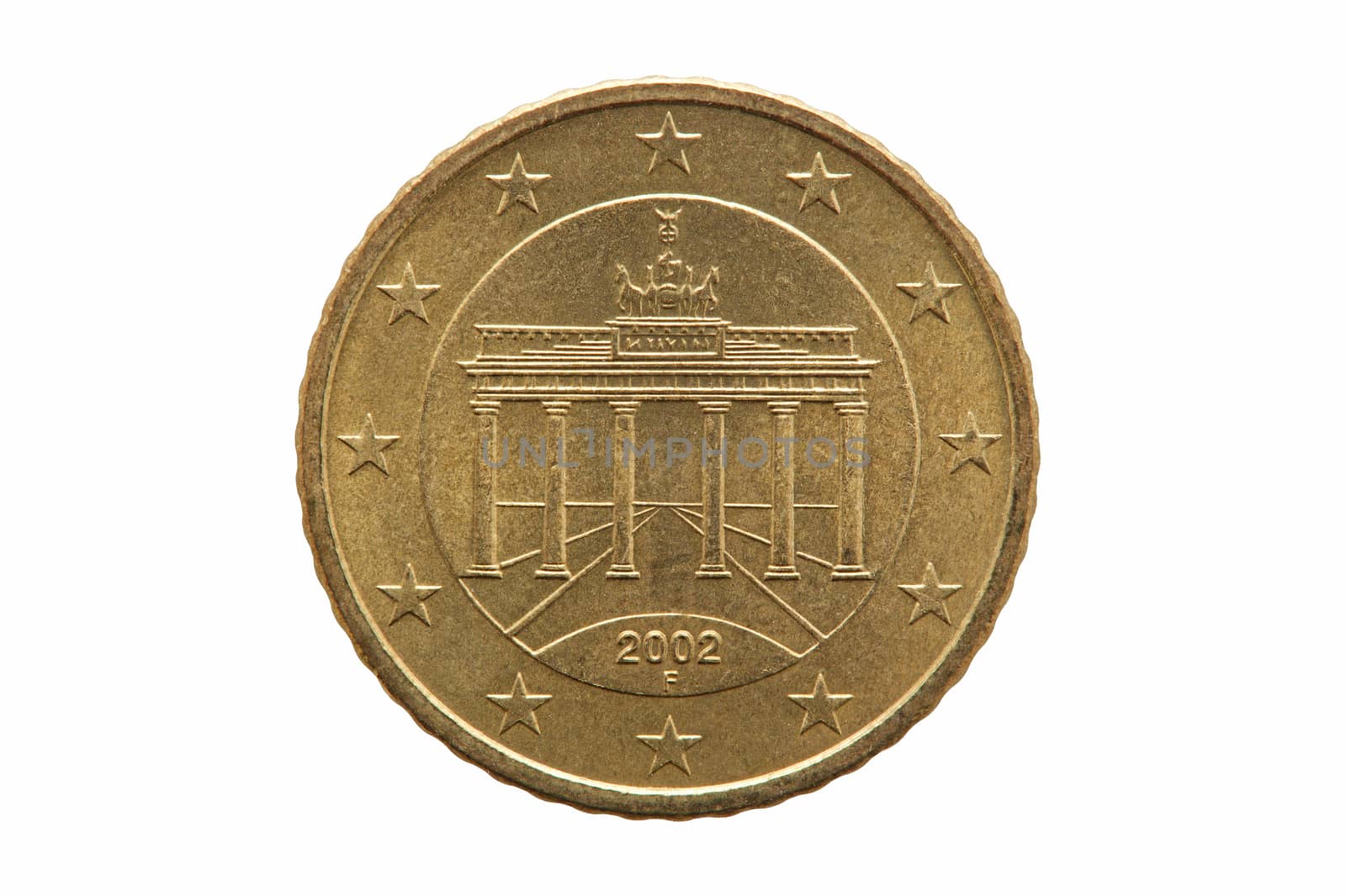 Reverse of a Fifty cent euro coin of Germany dated 2002 showing  by ant