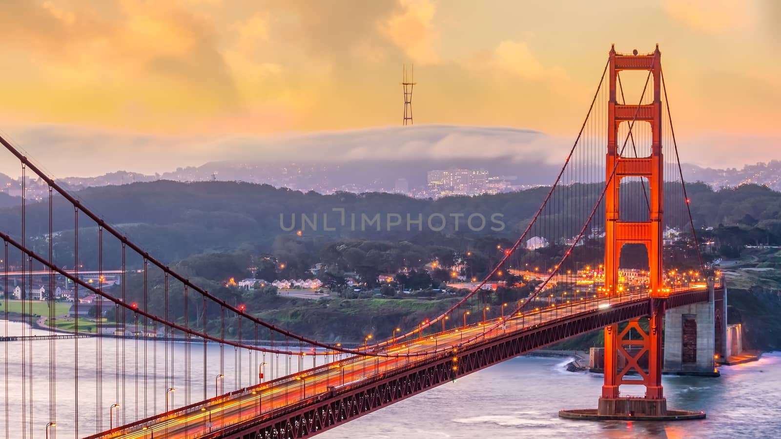 Famous Golden Gate Bridge, San Francisco at sunset by f11photo