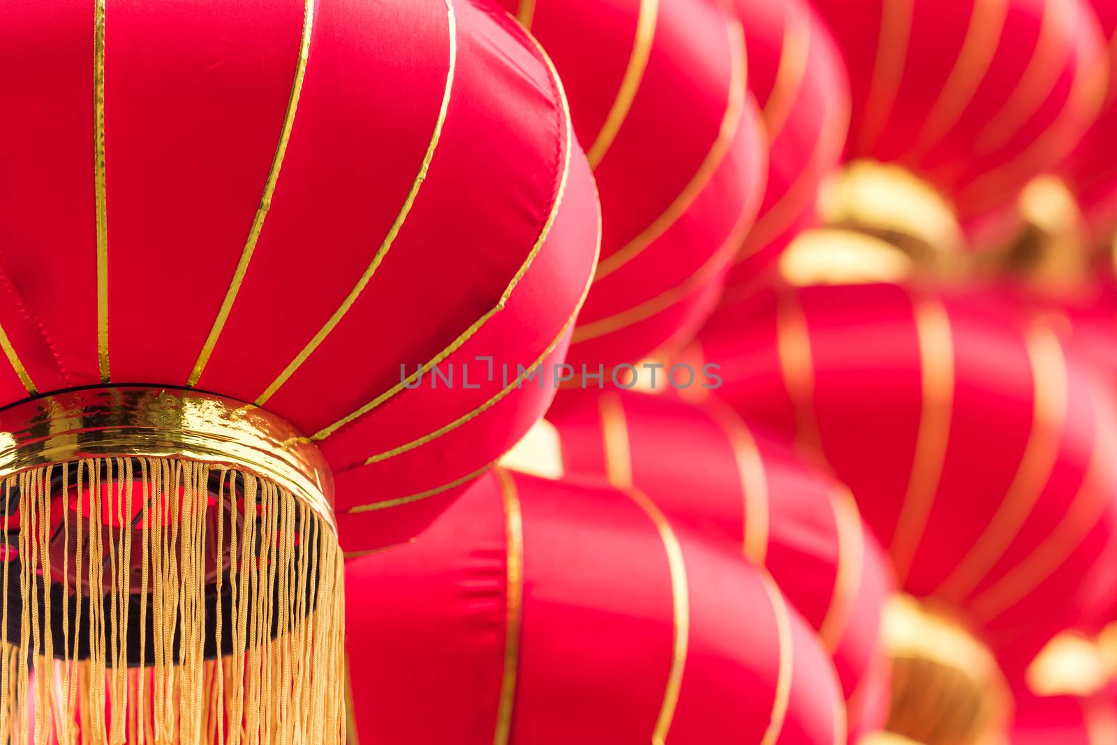 Red chinese lanterns closeup for the chinese new year