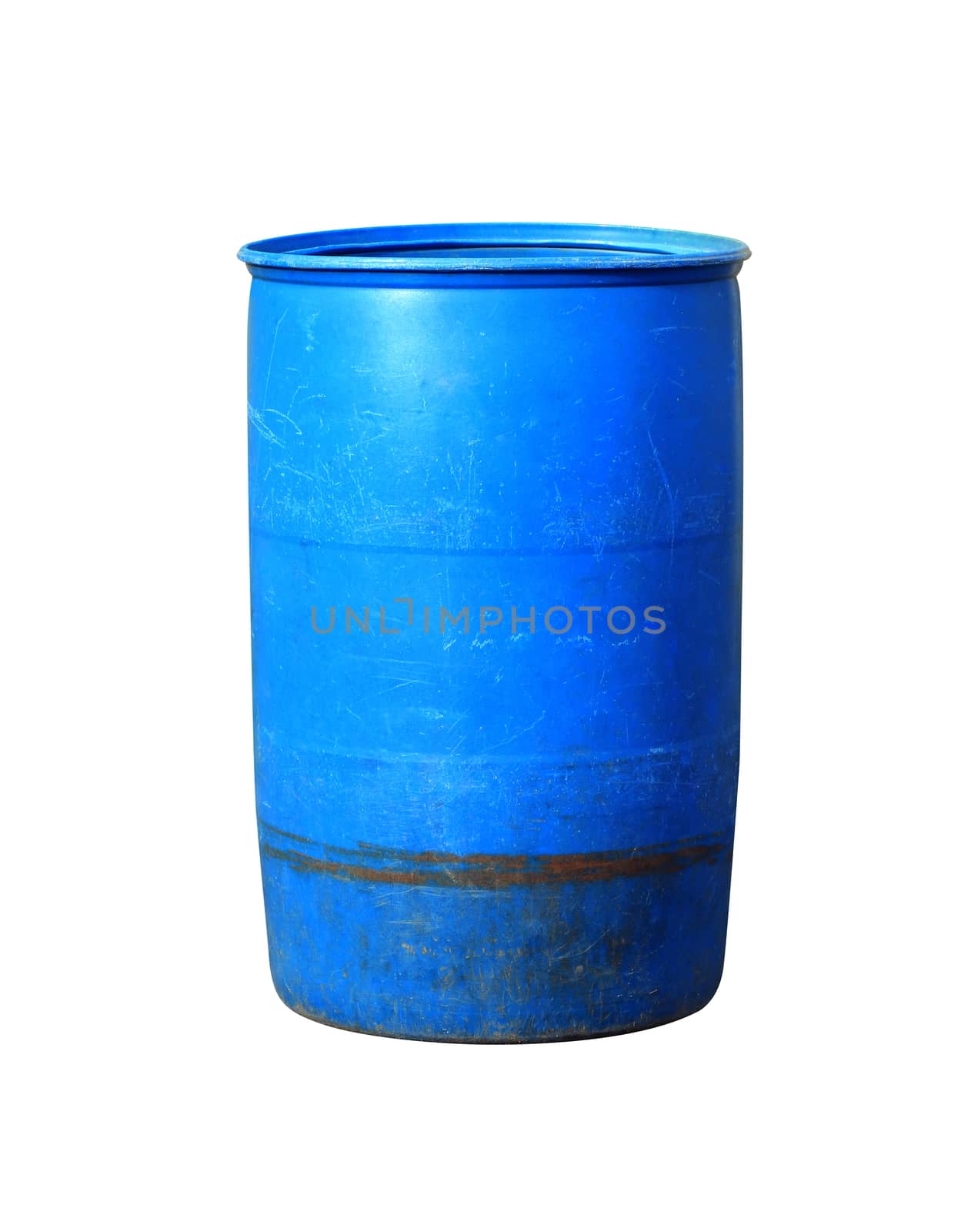 Old Blue plastic bucket waste, Plastic bucket for water, Plastic for Waste Bin (isolated on white background) by cgdeaw
