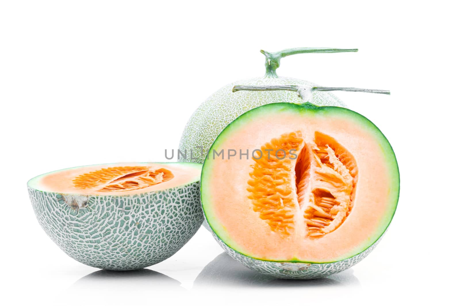 Melon fruit on a white background by sompongtom