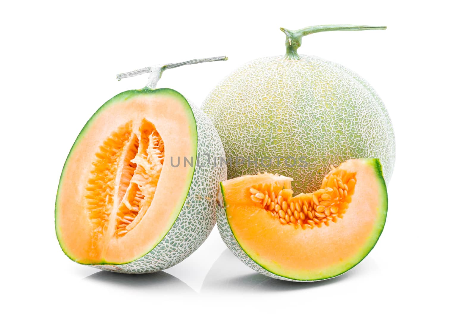 Melon fruit on a white background by sompongtom