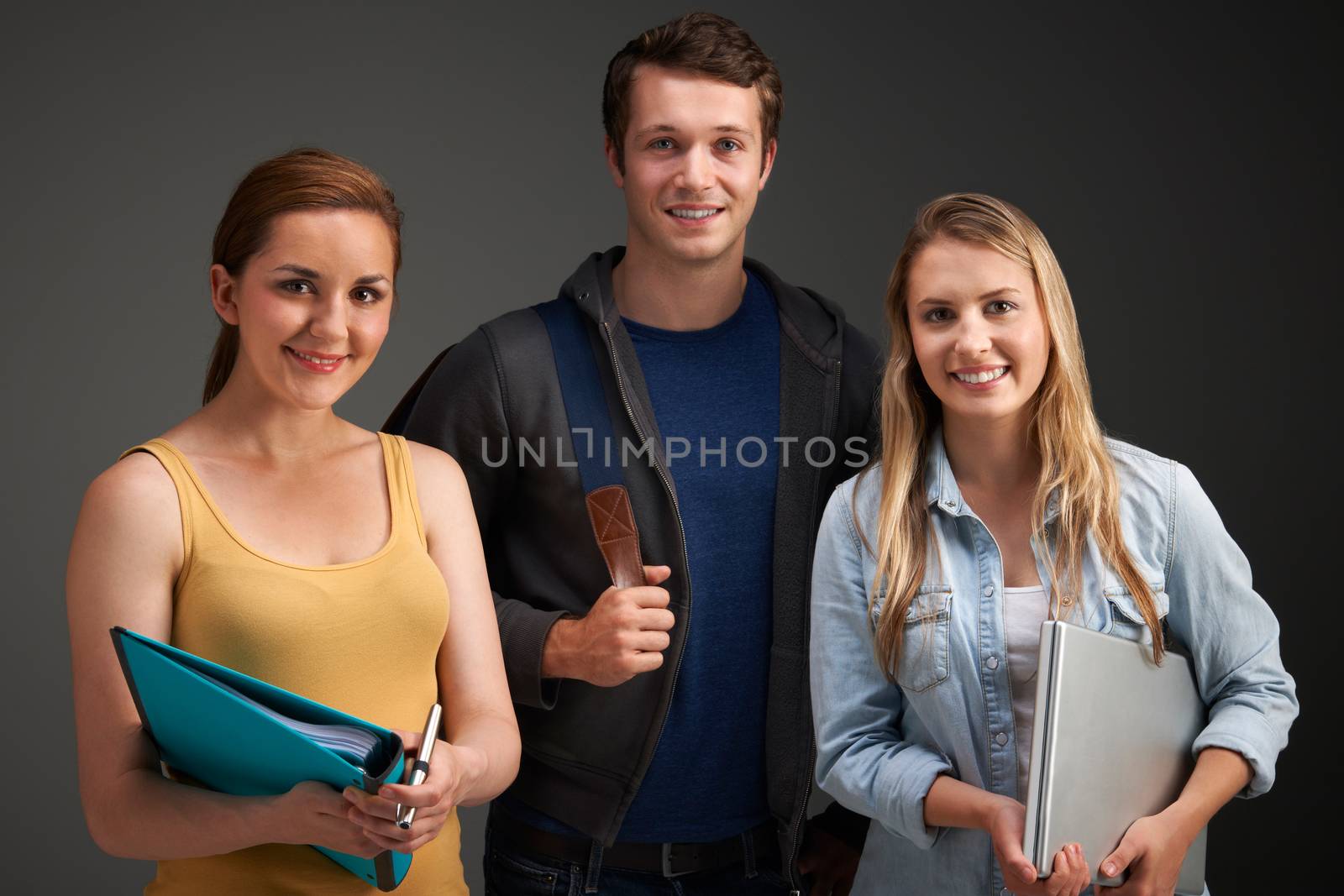 Studio Portrait Of Three University Students by HWS