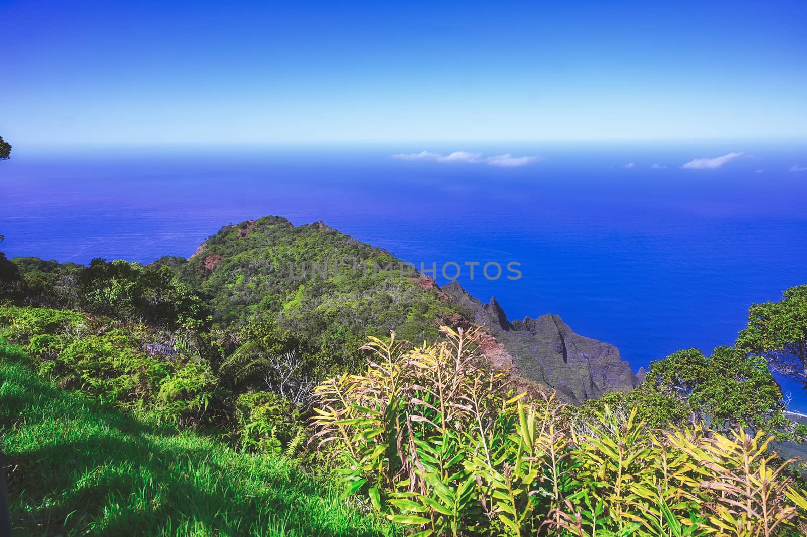 The Napali Coast along the Pacific Ocean on Kauai, Hawaii.