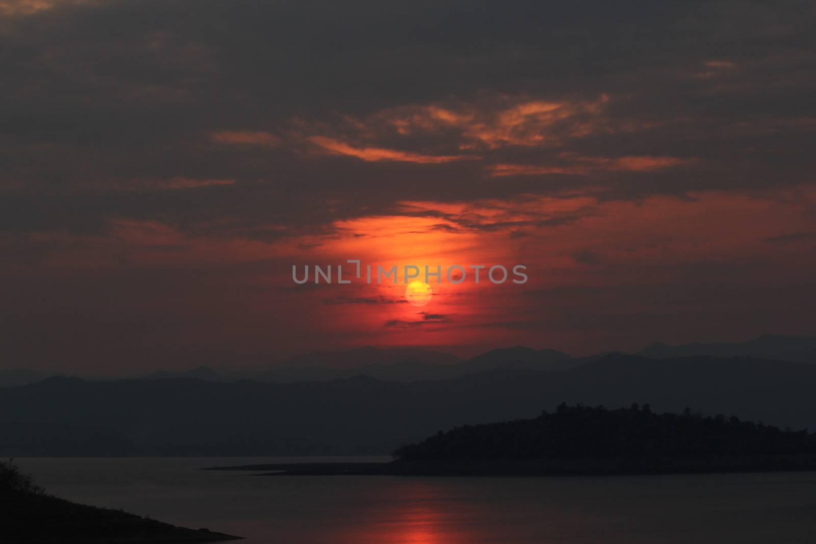 Evening sunset over the lake