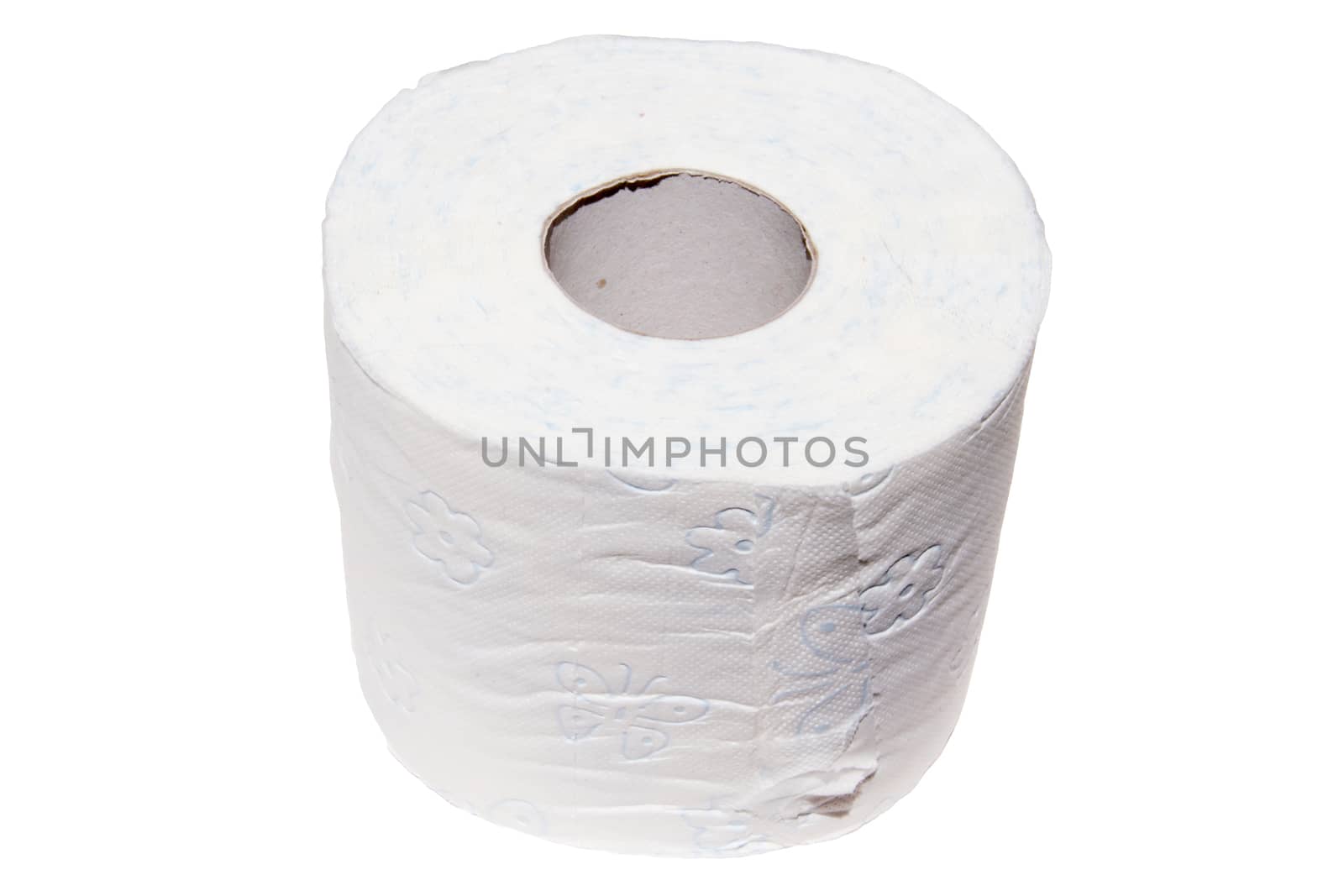 Hygiene toilet paper isolated on white. Bathroom tissue on white background. coronavirus, quarantine supply. Domestic soft roll. Sanitary everyday household sheet. simple restroom product close up .
