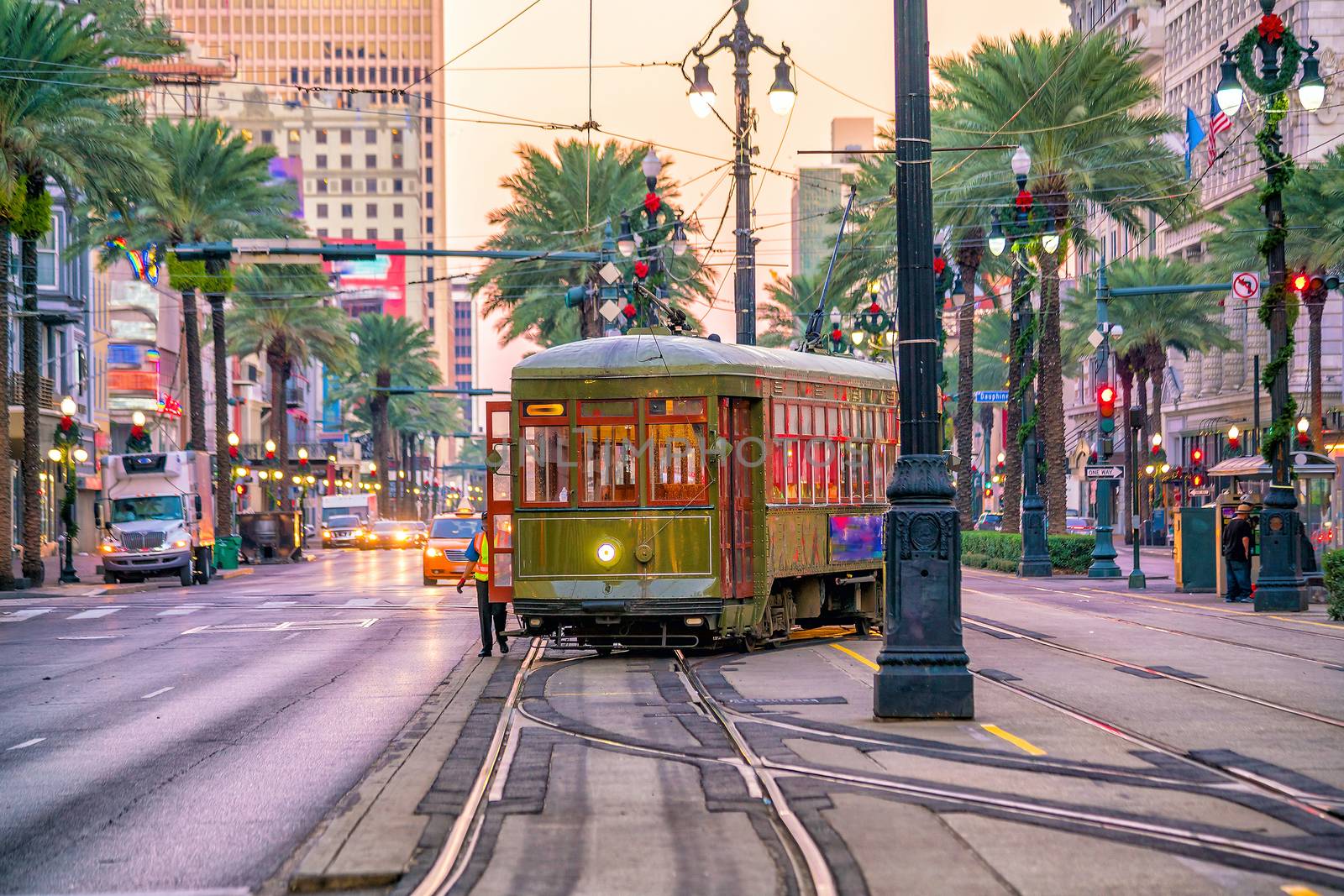 Streetcar in downtown New Orleans, USA  by f11photo