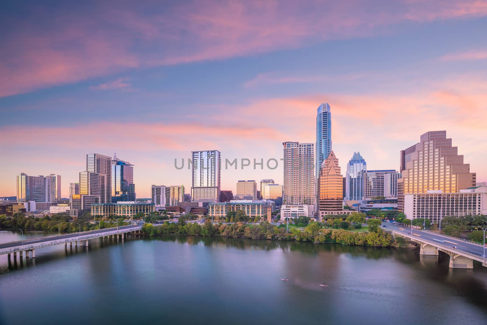 Downtown Skyline of Austin, Texas in USA from top view by f11photo