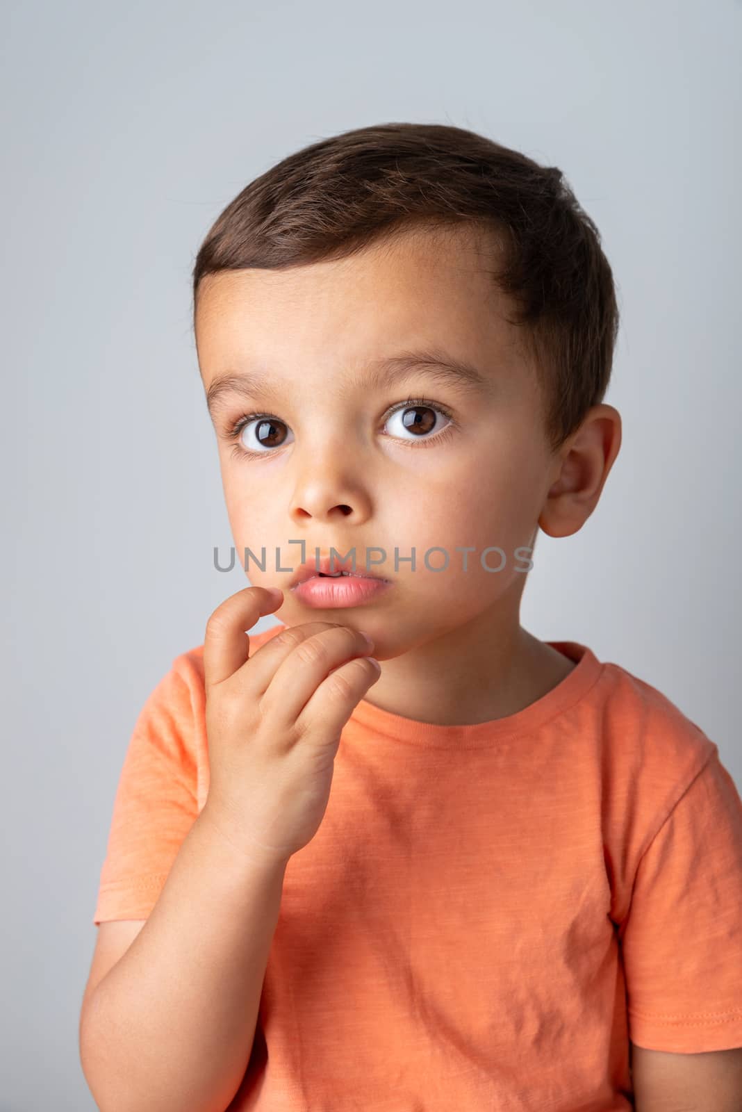 Cute three year old boy portrait by dutourdumonde