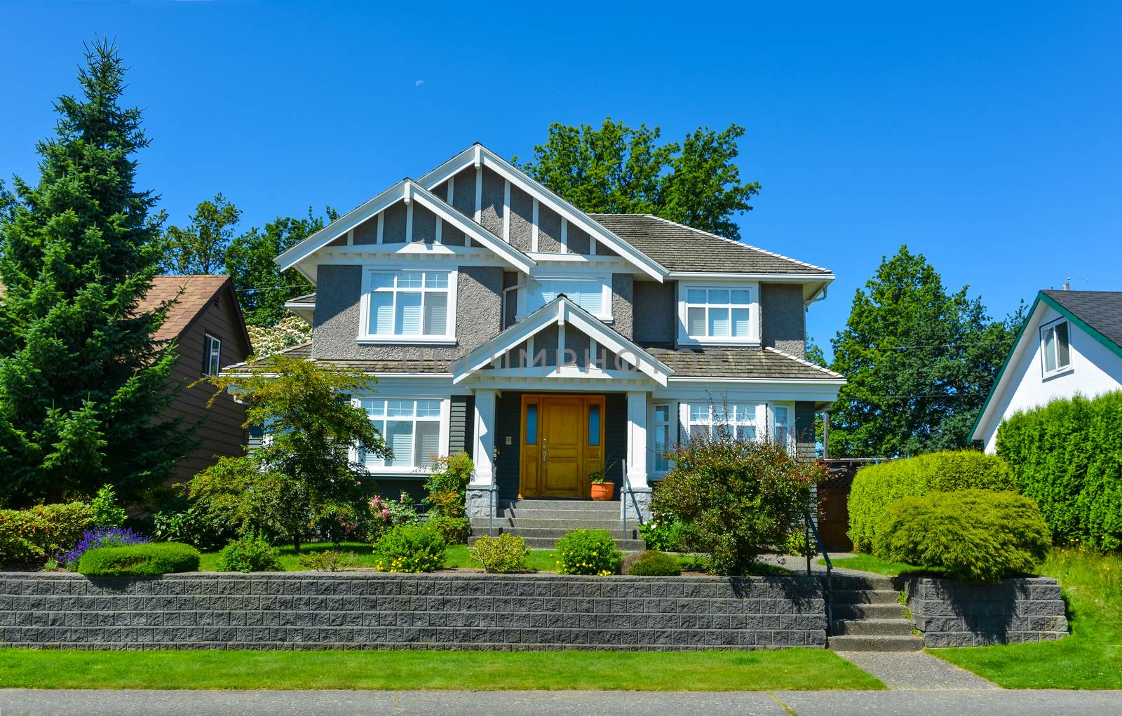 Luxury house on a sunny day in Vancouver, Canada