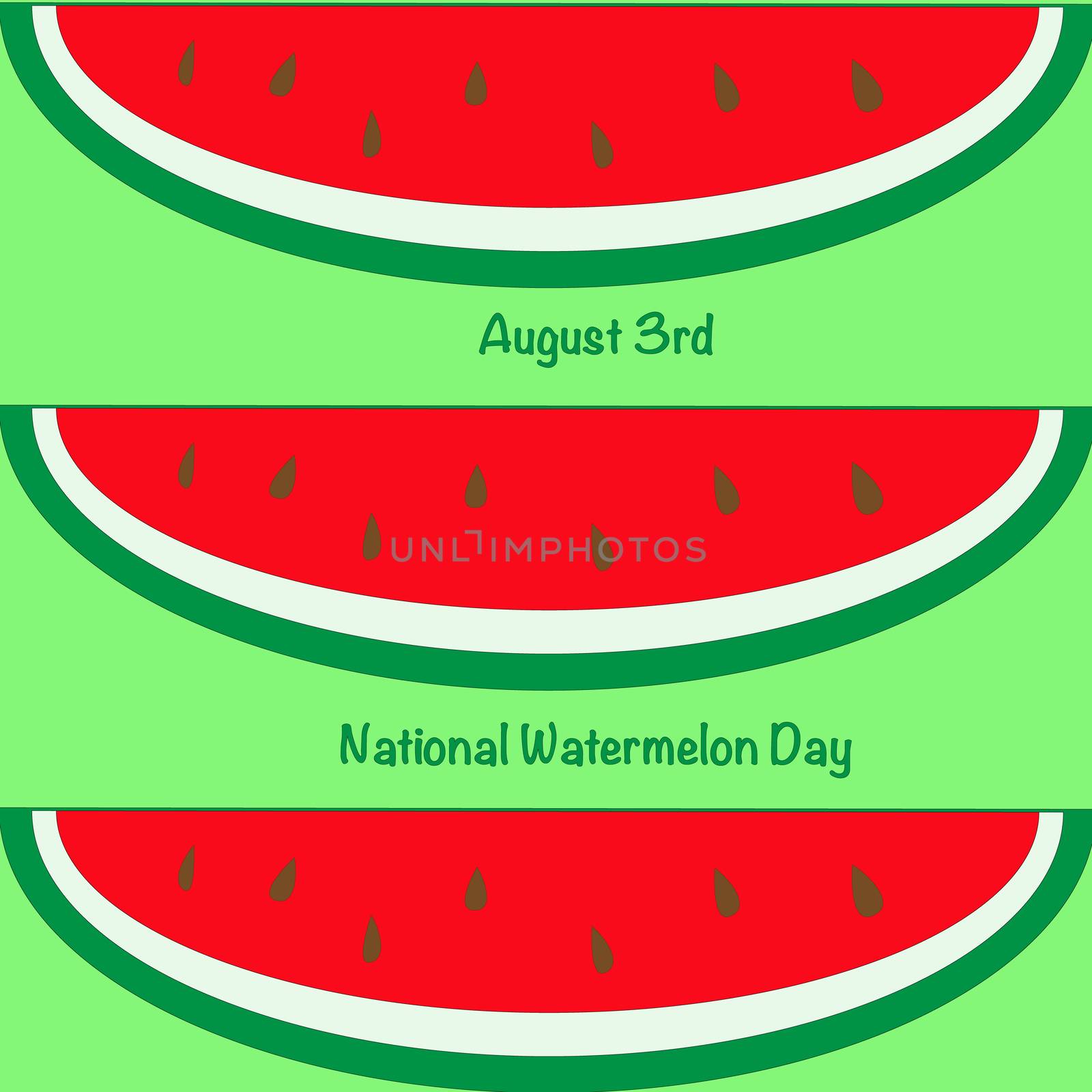 National Watermelon Day card at the light green background