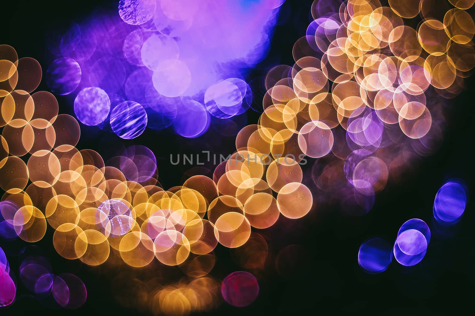 Christmas light blurred, abstract bokeh background. Background of abstract booble lights. Garland. Copy space.