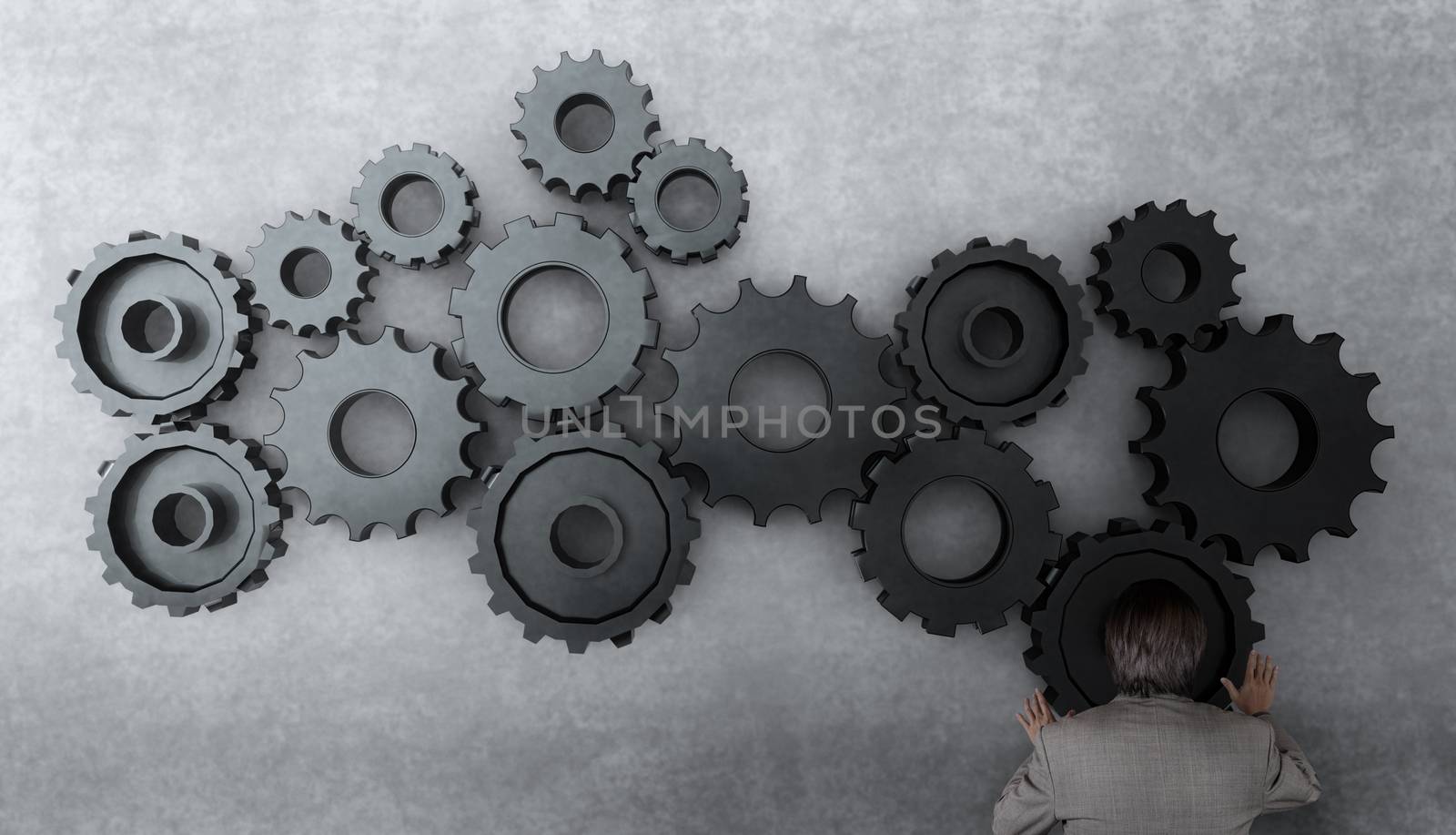 businessman working with gear to success  by everythingpossible