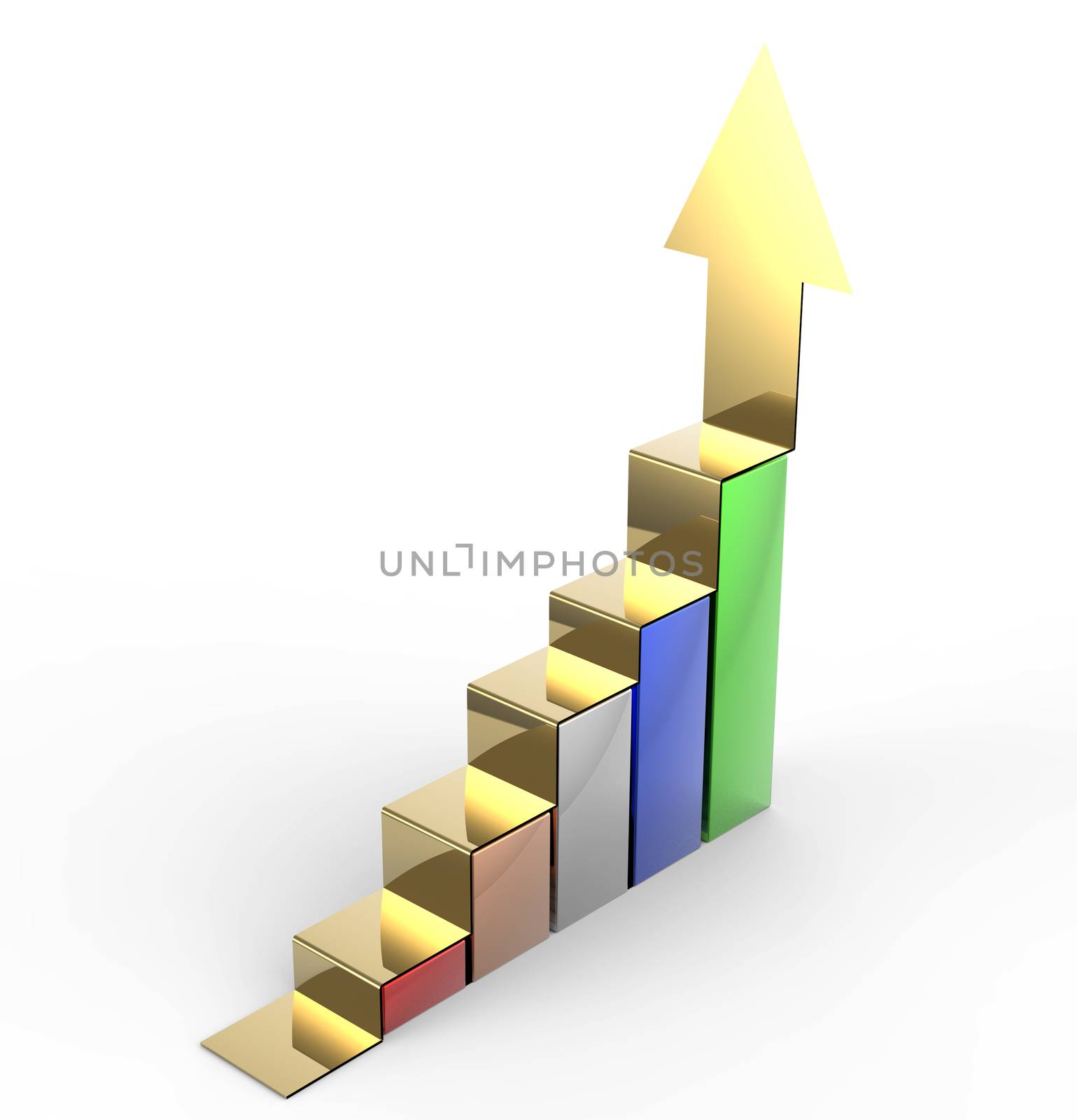 Business graph bar growth on white background