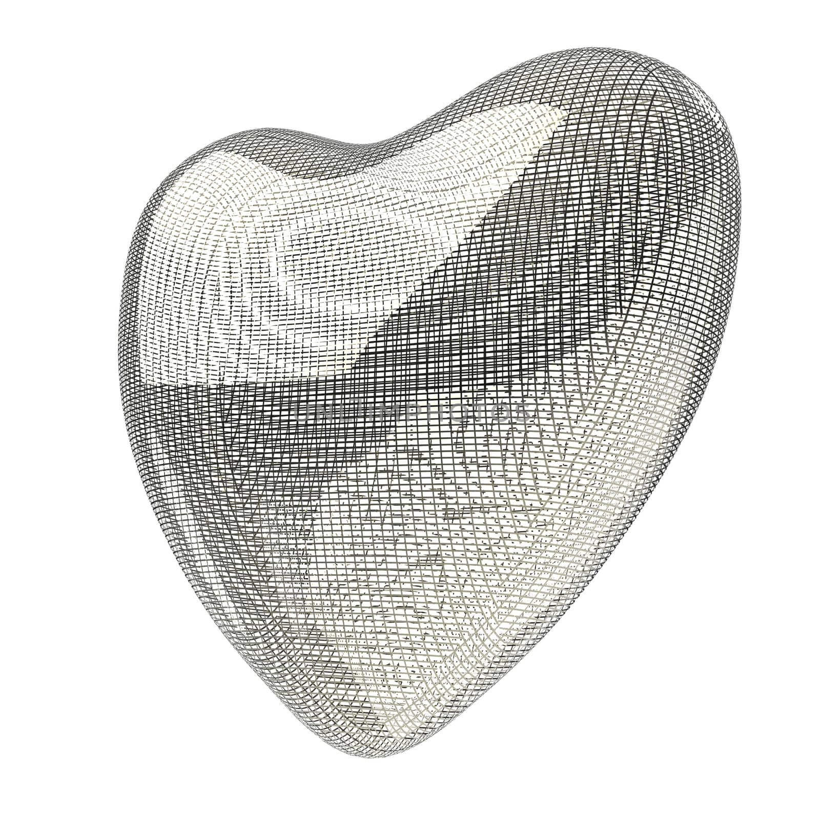 heart lines mesh 3d on white background