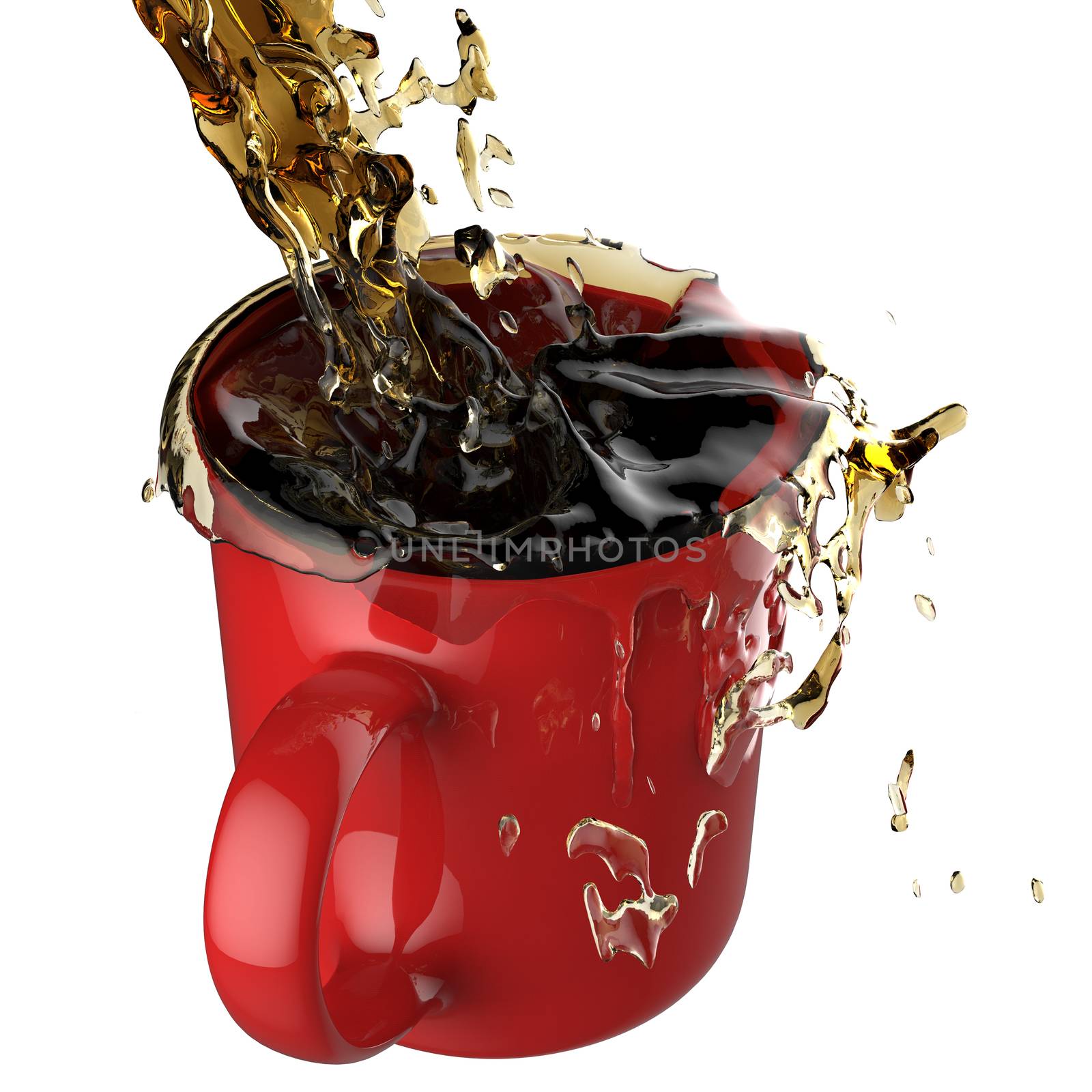 pouring coffee splashing into red mug by everythingpossible