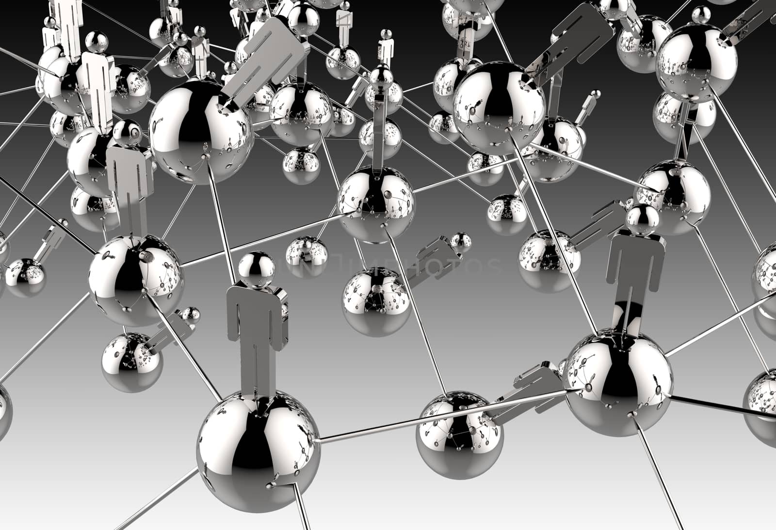 3d stainless human social network as concept