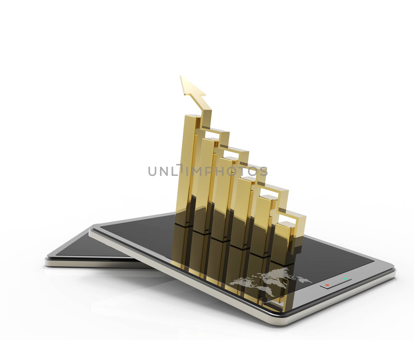 3d tablet computer with a bar graph by everythingpossible