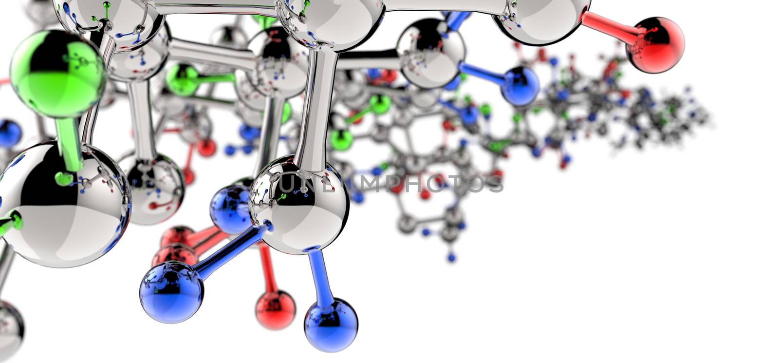 molecule 3d with red green blue colors