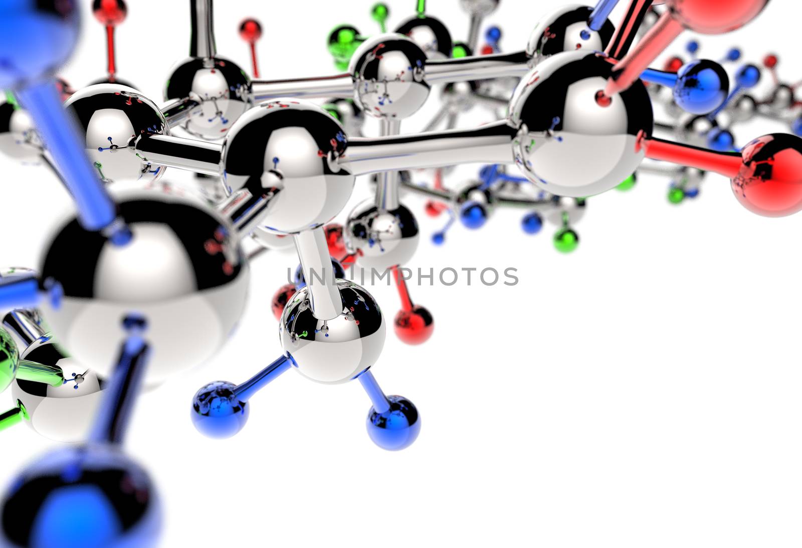 molecule 3d with red green blue colors