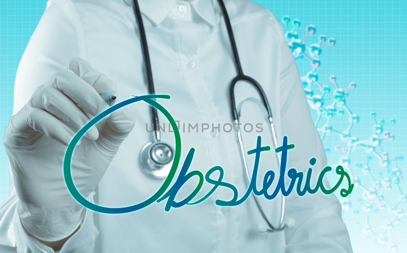 Doctor with a stethoscope writing  medical concept by everythingpossible
