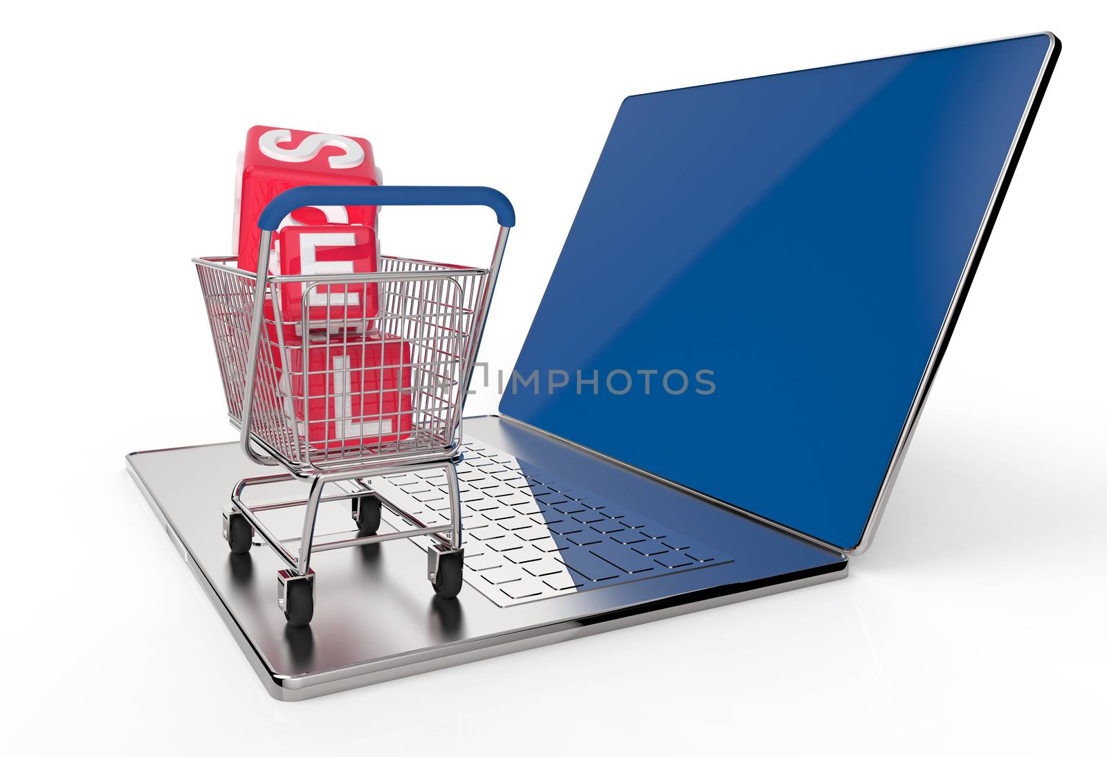 On line shopping concept on white background