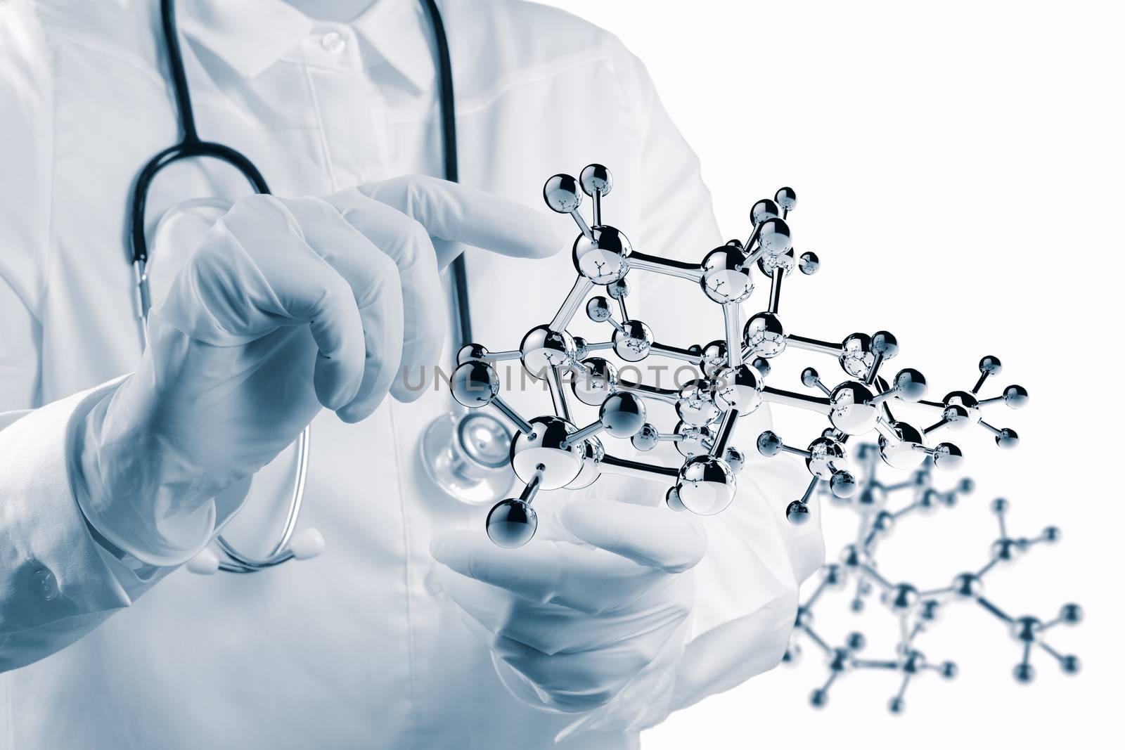 scientist doctor hand touch virtual molecular structure in the l by everythingpossible