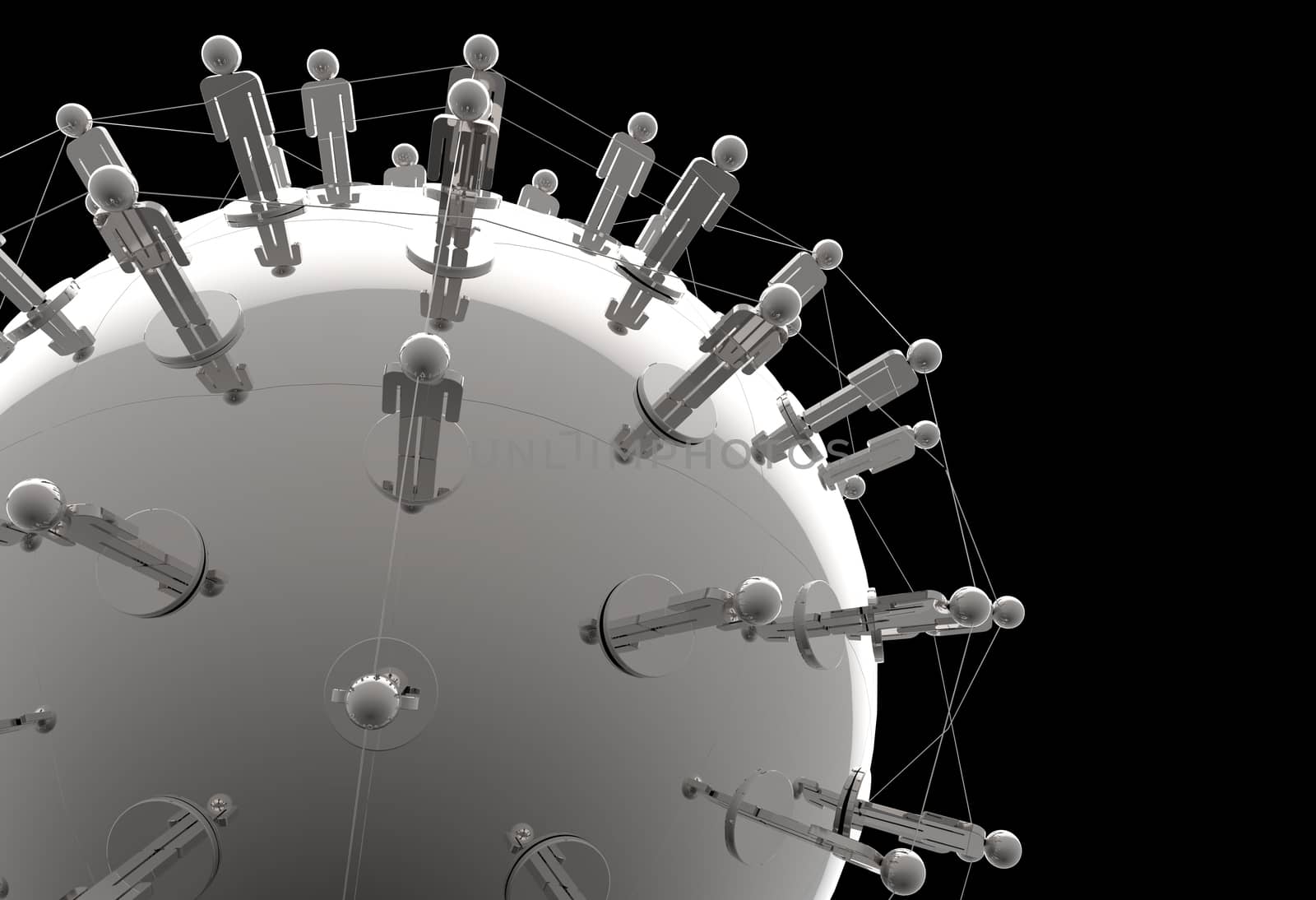 3d blue stainless human social network as concept