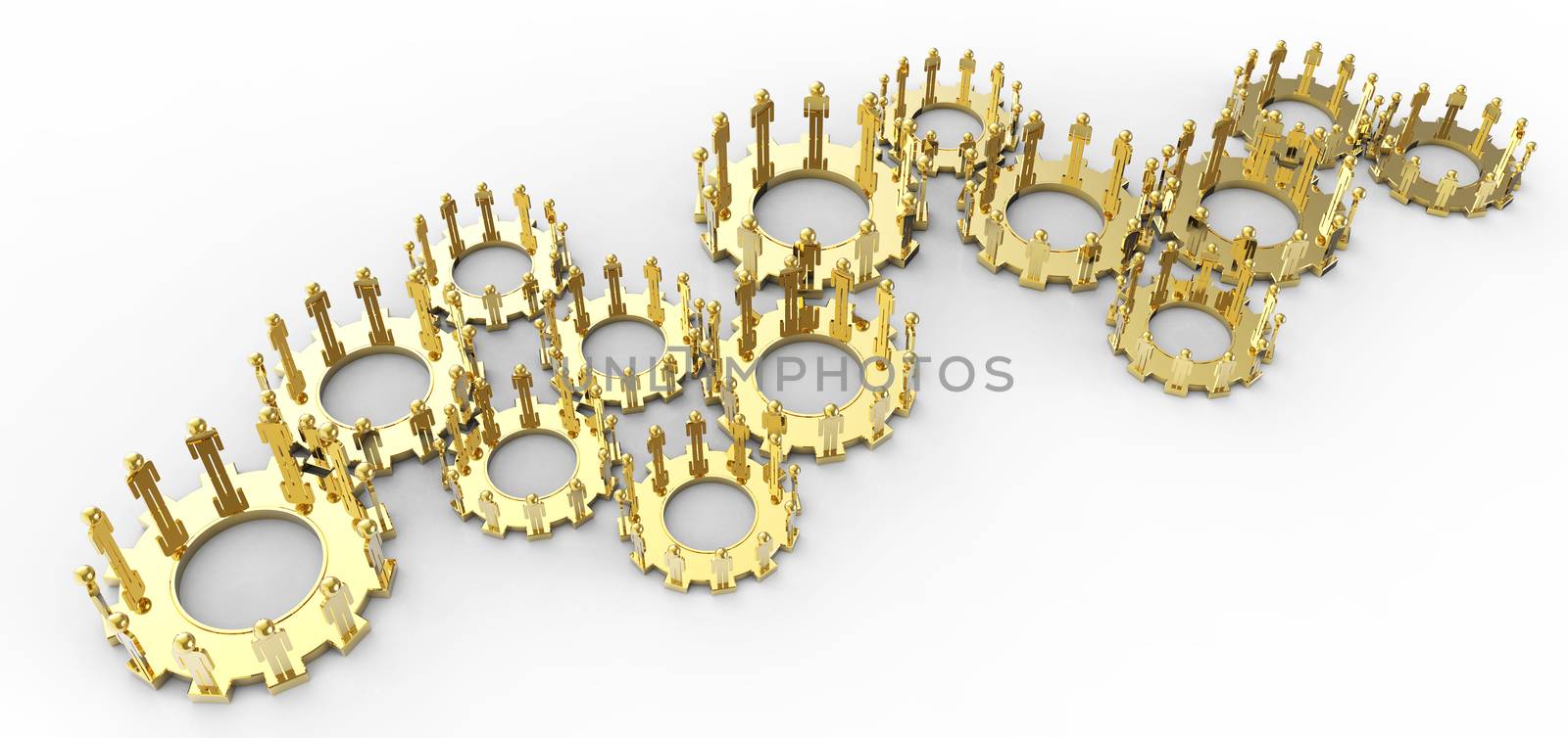 Model of 3d figures on connected cogs  by everythingpossible