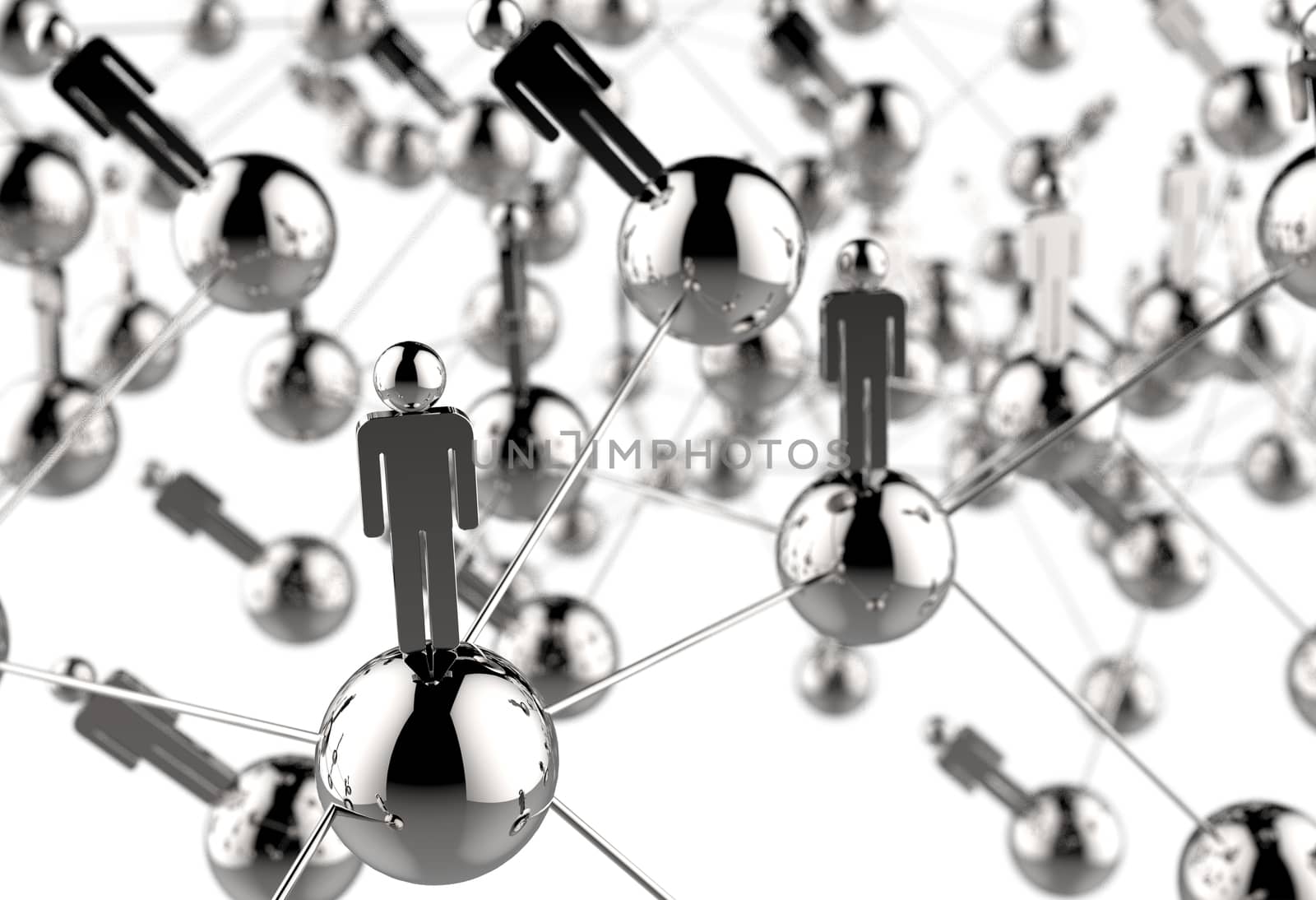 3d stainless human social network as concept