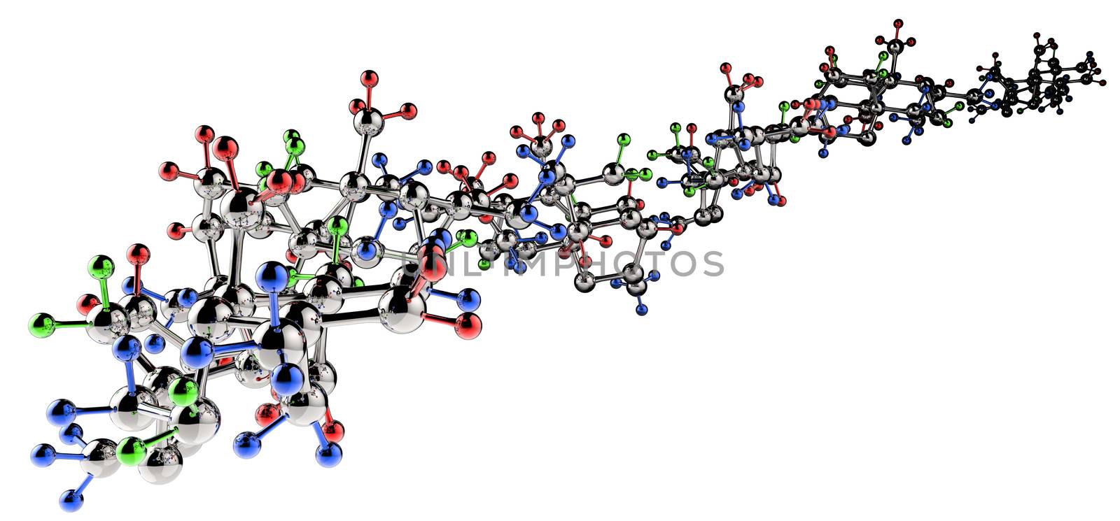 molecule 3d with red green blue colors