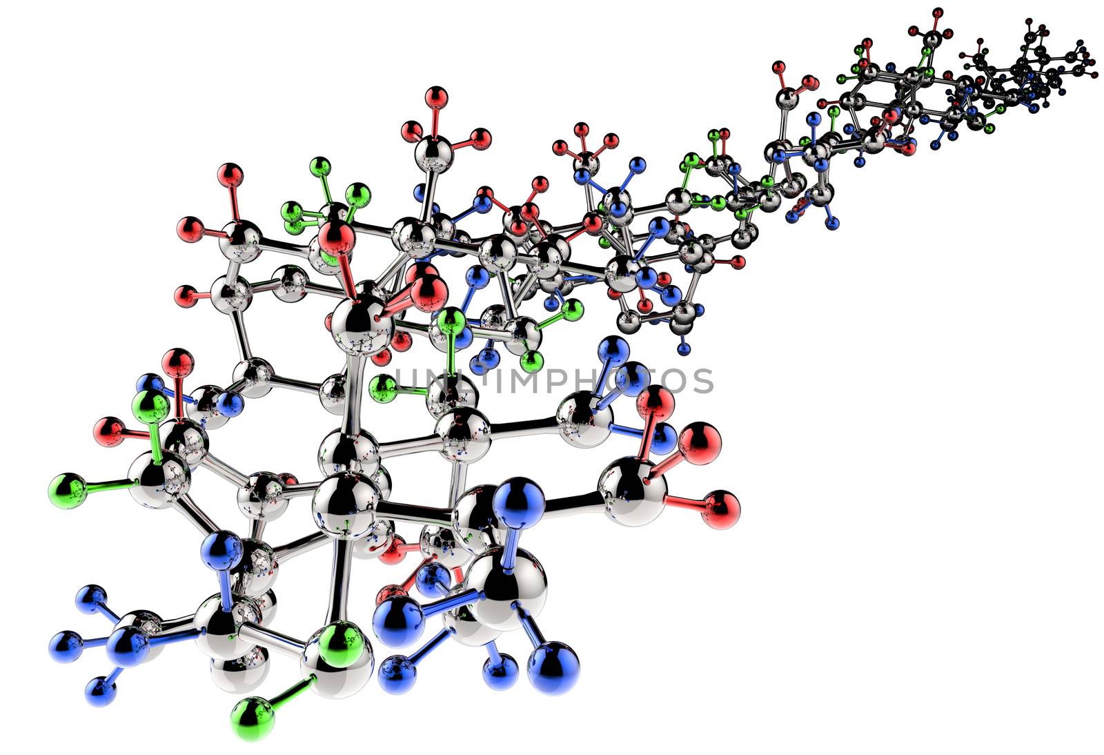 molecule 3d with red green blue colors