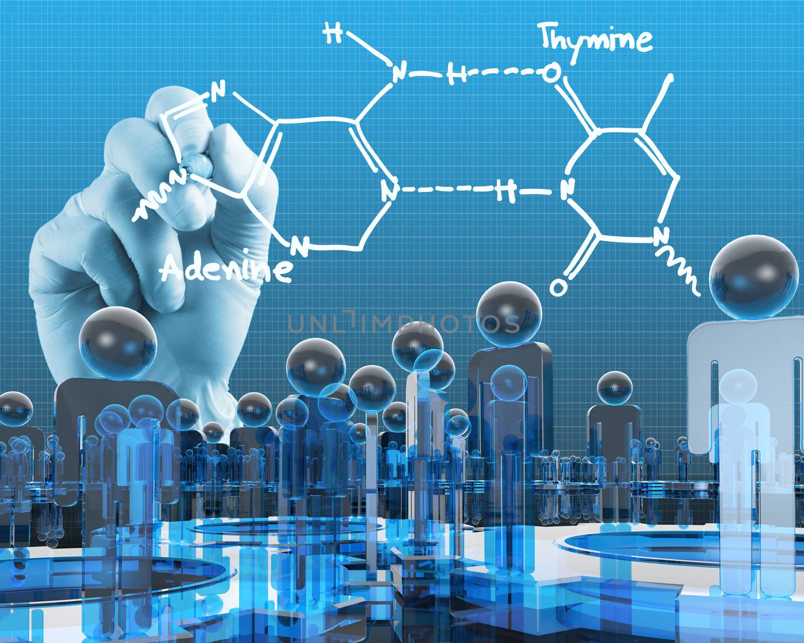 scientist doctor hand touch virtual molecular structure in the l by everythingpossible