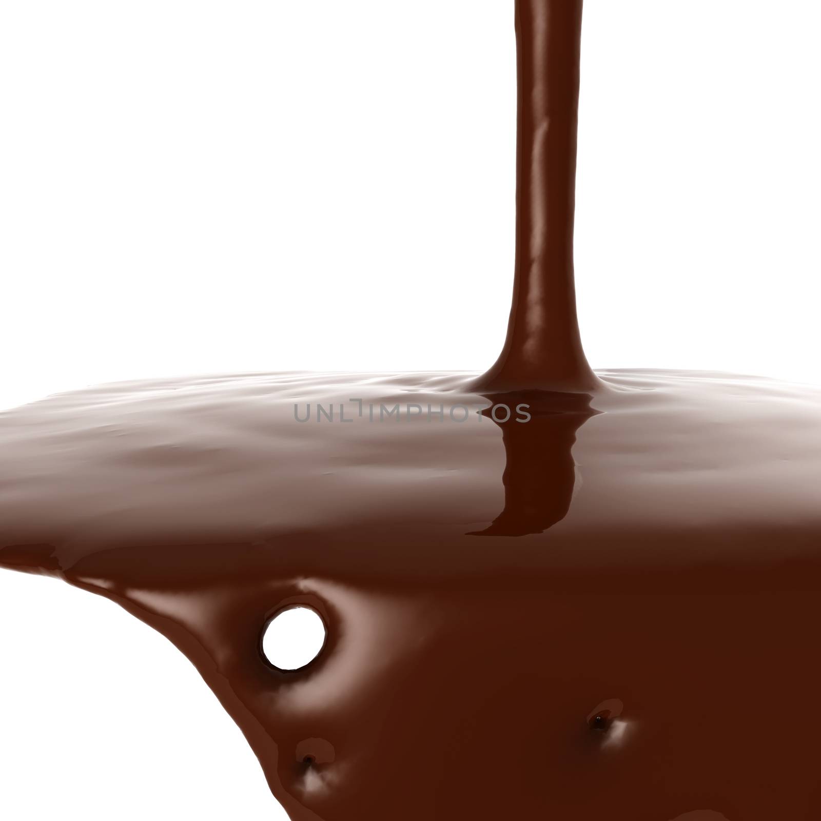 close up melt splash of brown hot chocolate 3d