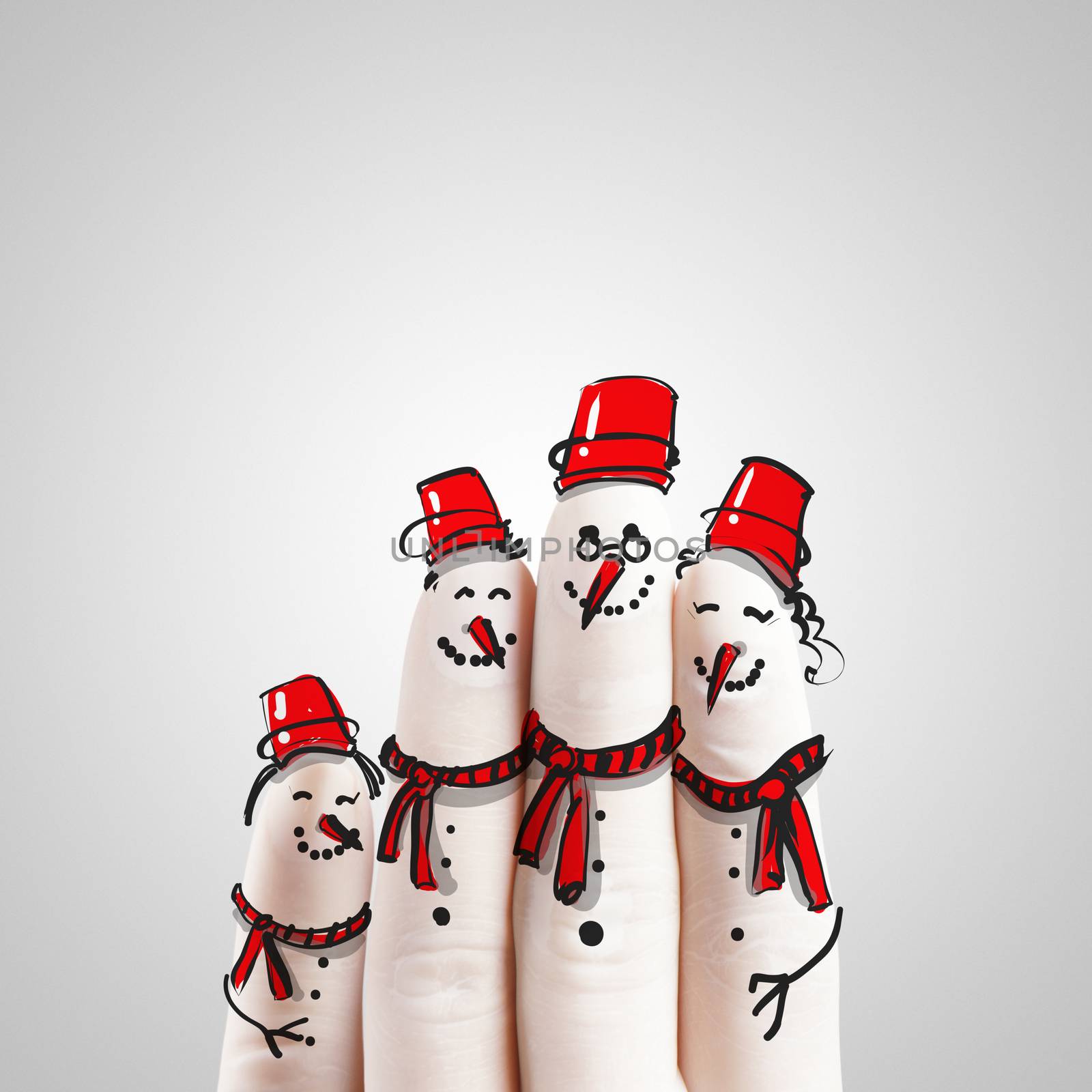 A lovely family hand drawn and finger of snowmen by everythingpossible