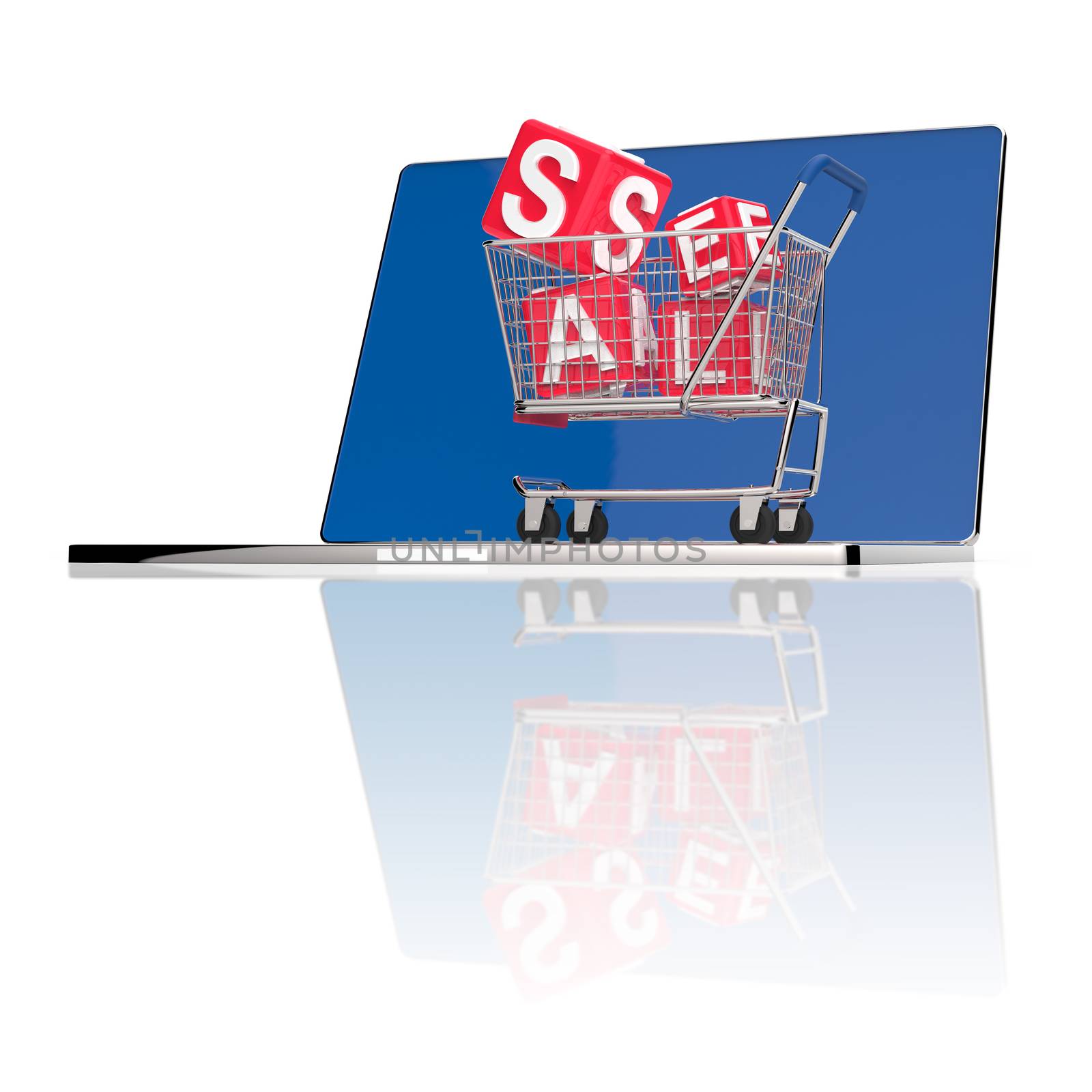 On line shopping concept on white background