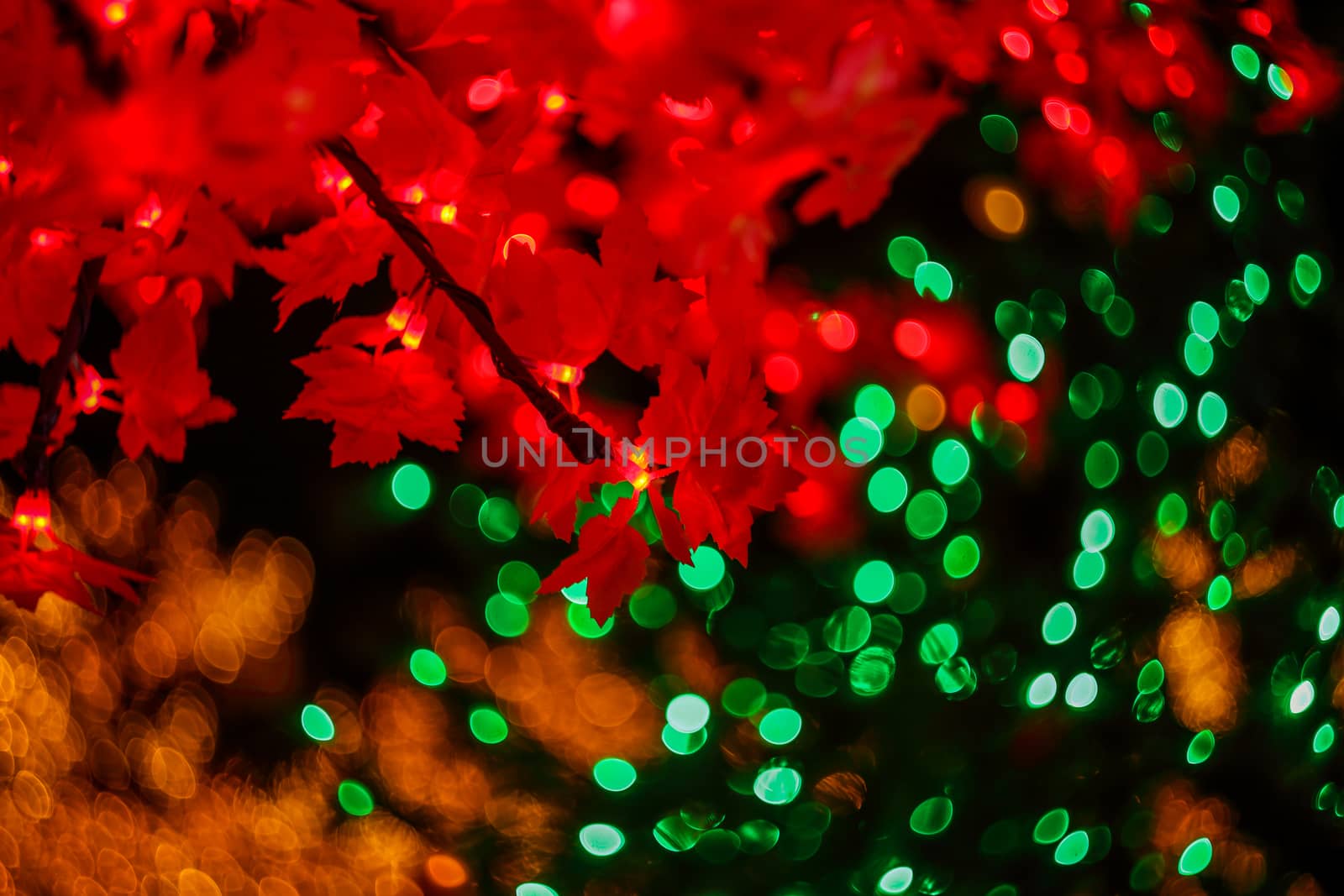 Defocused, blurred Lush Lava with Aqua Menthe color light background with special effect. Majestic tree of lights. Fantastic forest. 