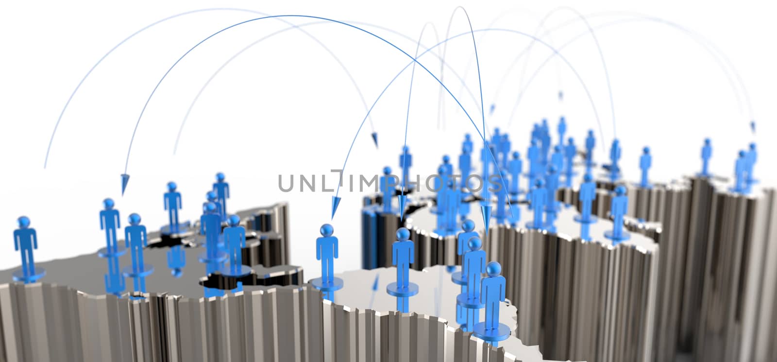 social network human 3d on world map as concept