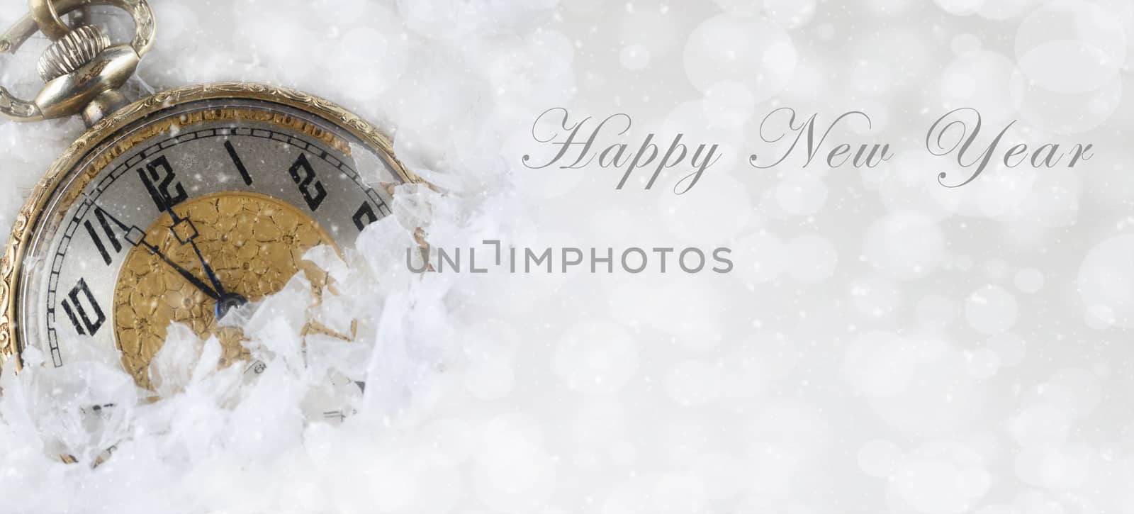 Happy New Year banner size image with a pocket watch by sCukrov