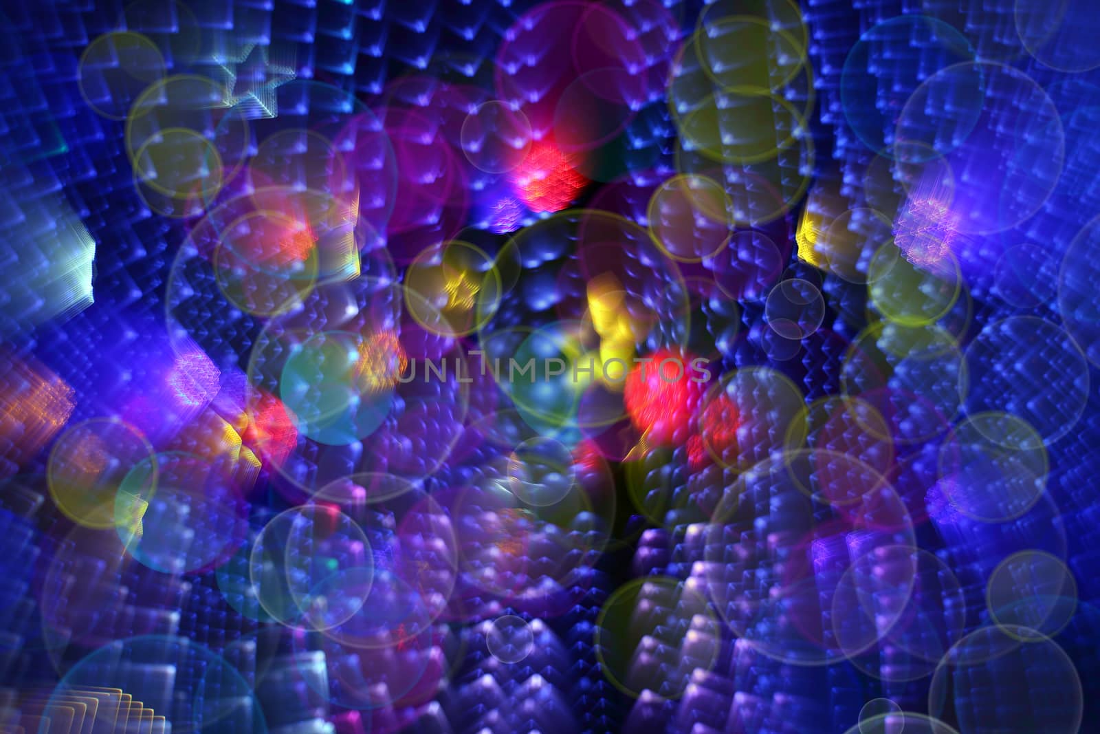 Christmas lights and ornaments. Multicolor bokeh background (illumination garland decoration). Unique bokeh effect.