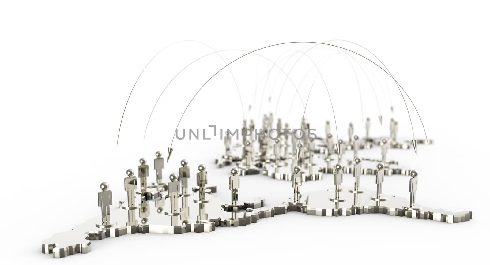 social network human 3d on world map as concept