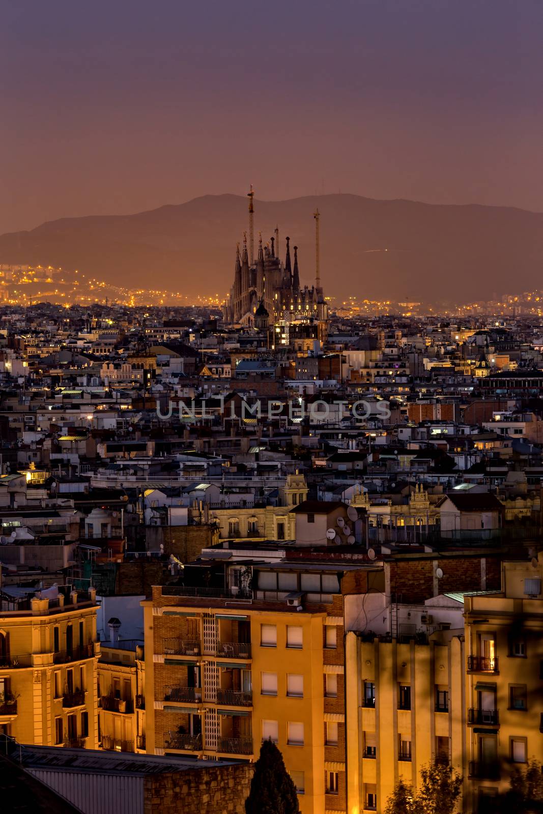 Night scene from city Barcelona in Spain