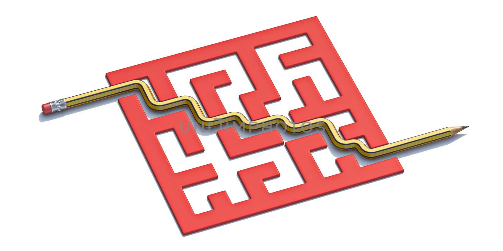 Pencil and red labyrinth 3D by djmilic