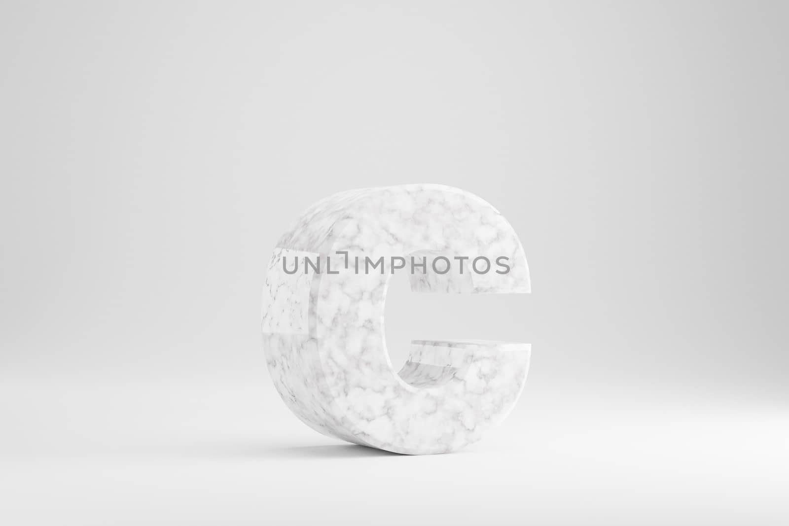 Marble 3d letter C lowercase. White marble letter isolated on white background. 3d rendered font character. by Whitebarbie