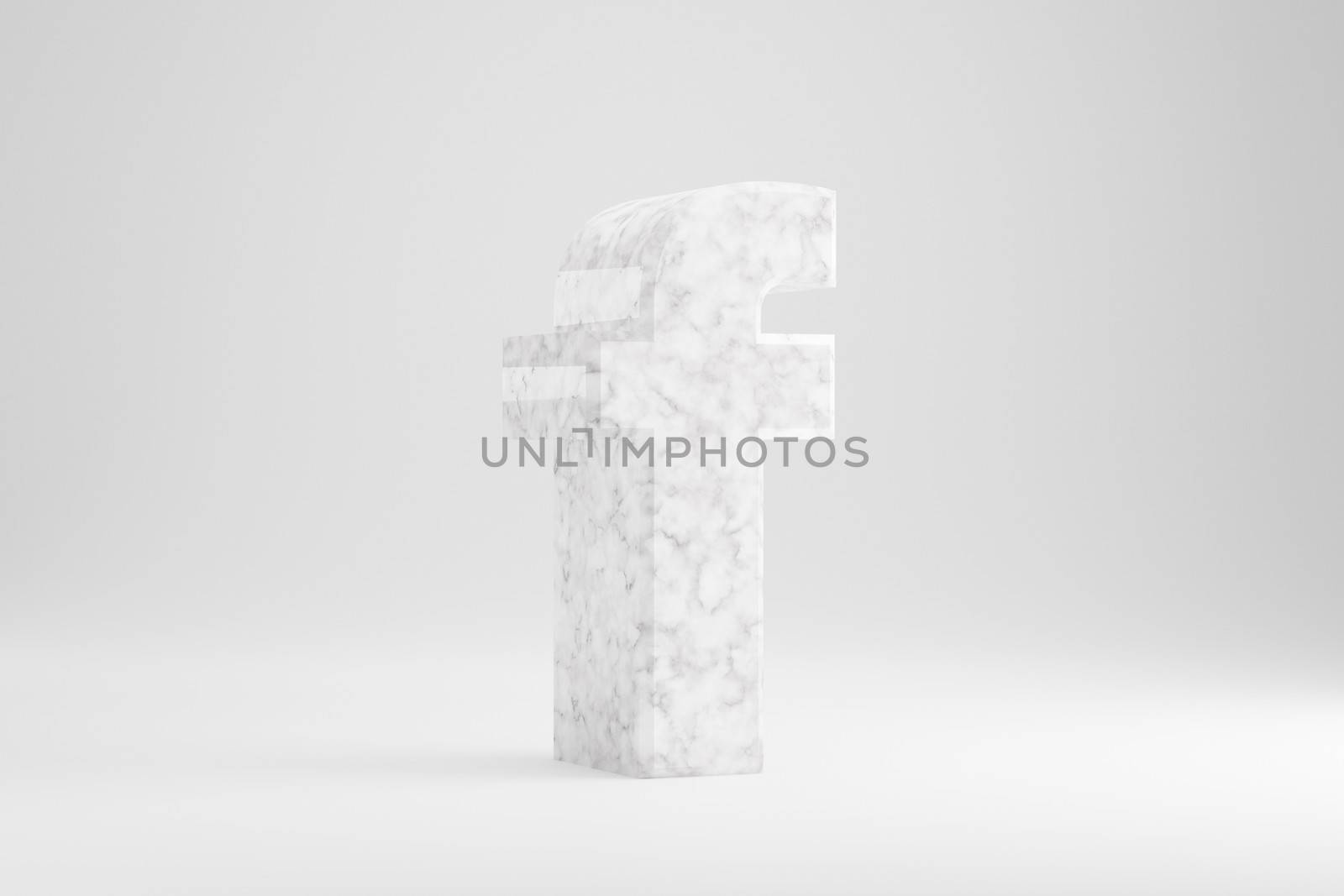 Marble 3d letter F lowercase. White marble letter isolated on white background. 3d rendered font character. by Whitebarbie