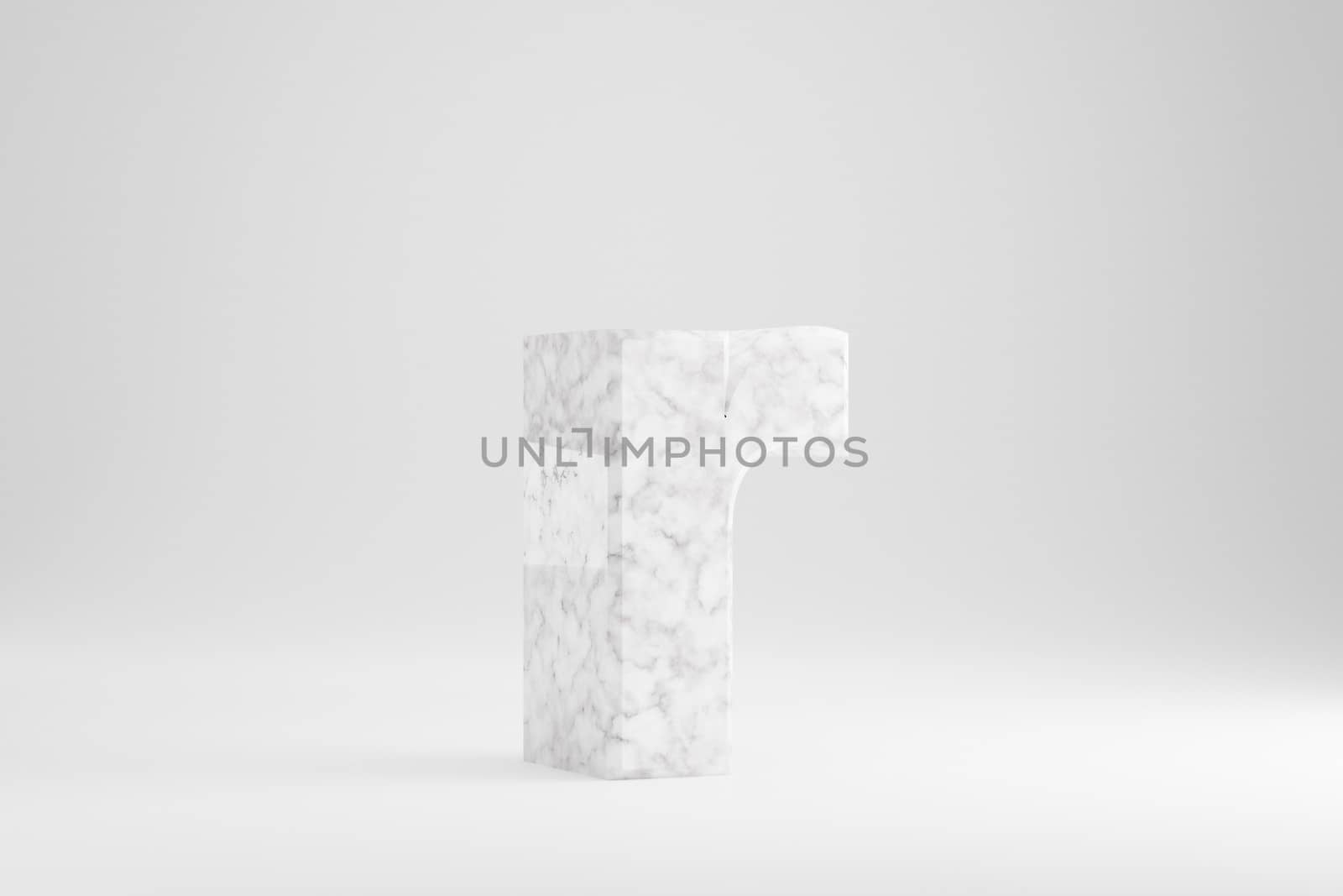 Marble 3d letter R lowercase. White marble letter isolated on white background. Glossy marble stone alphabet. 3d rendered font character.