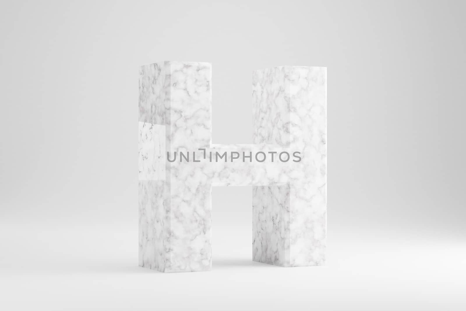 Marble 3d letter H uppercase. White marble letter isolated on white background. 3d rendered font character. by Whitebarbie