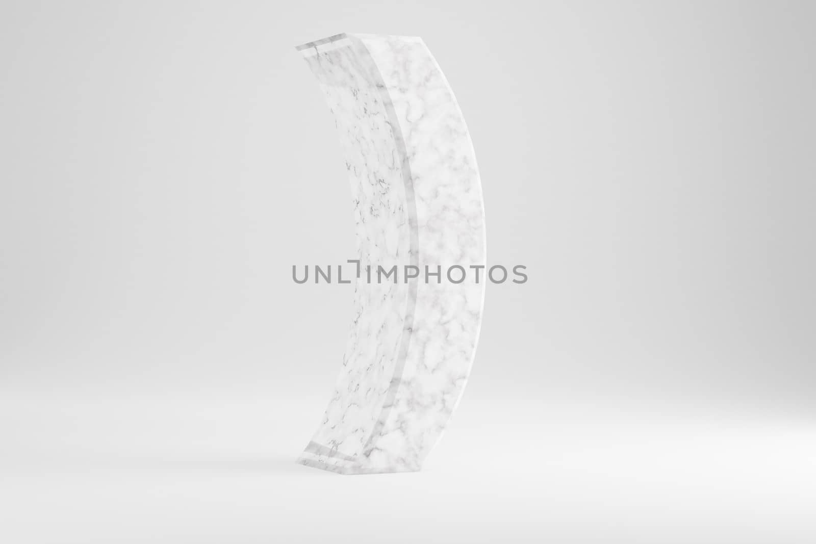 Marble 3d round bracket symbol. White marble sign isolated on white background. 3d rendered font character. by Whitebarbie